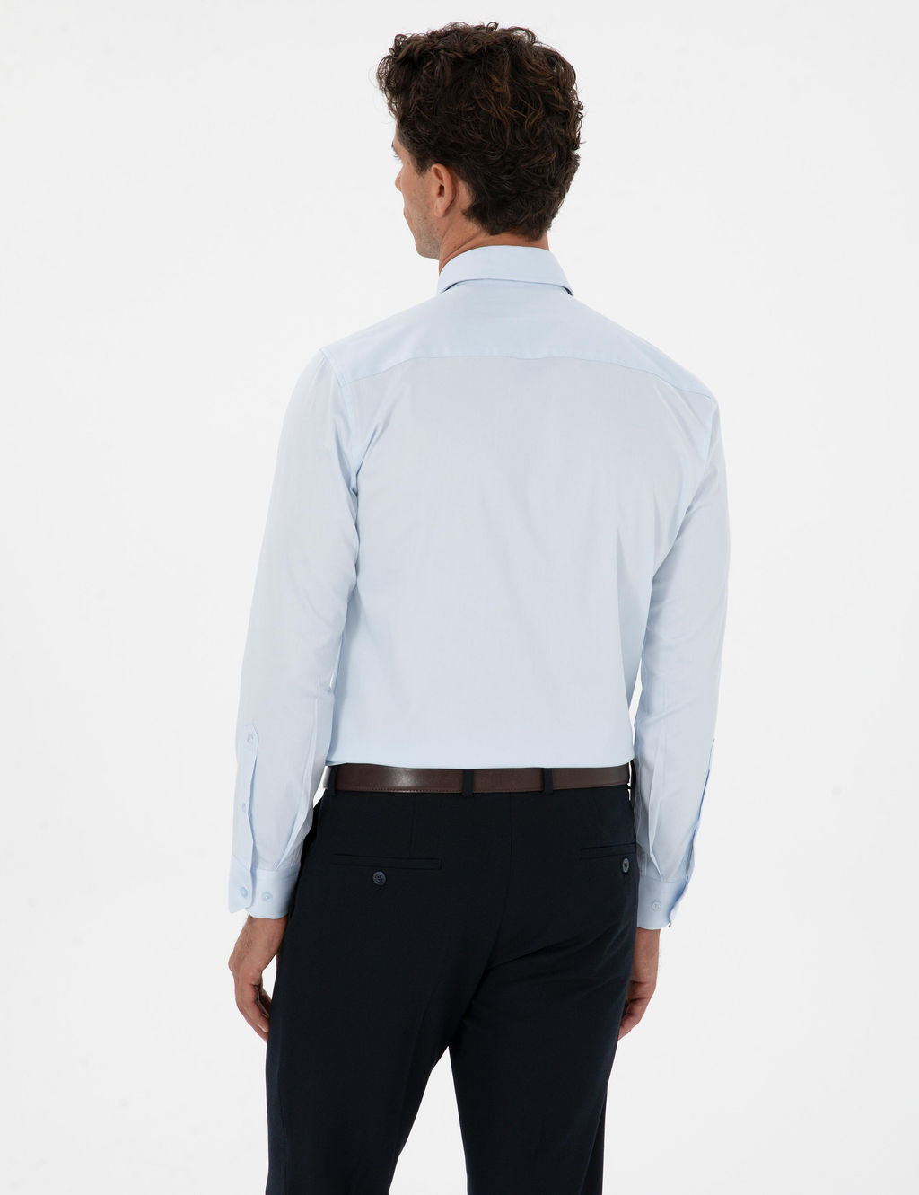 A__k Mavi Slim Fit Uzun Kollu Basic G_mlek