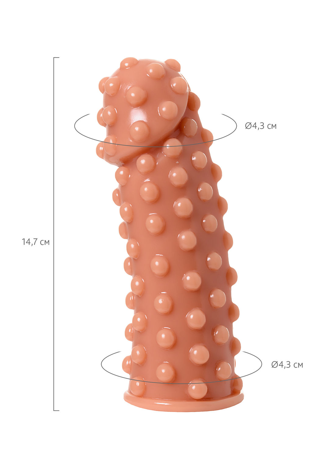Насадка KOKOS реалистичная с дополнительной стимуляцией, TPE, телесная, 14.7 см  фото 9