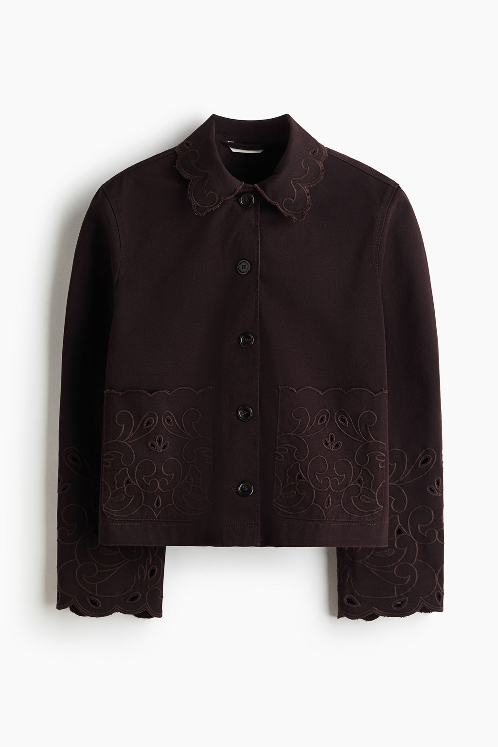 Chaqueta de sarga con bordado ingl?s
