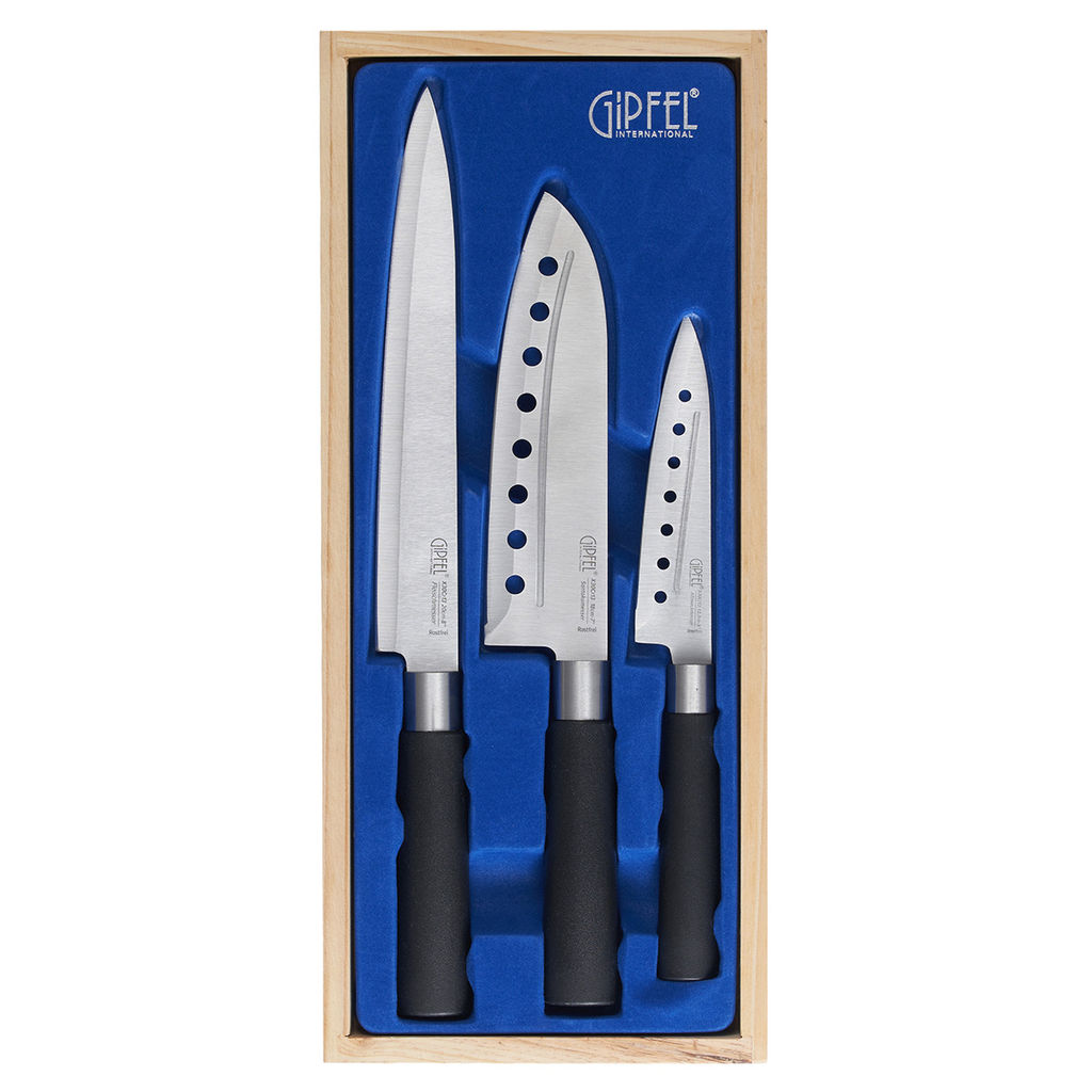 6629 GIPFEL Набор ножей JAPANESE 3 пр. 20см, 18см, 13см в деревянной коробке Материал: сталь X30Cr13, пластик - Werner фото 9