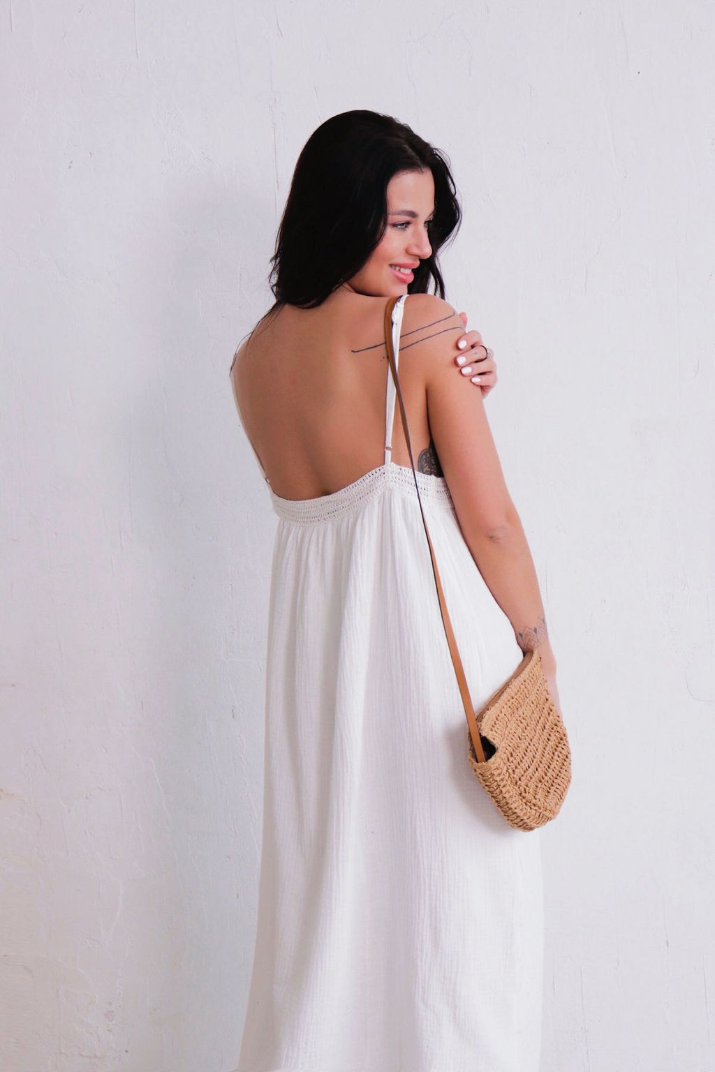 Открытое платье из хлопка белое - Martichelli фото 9