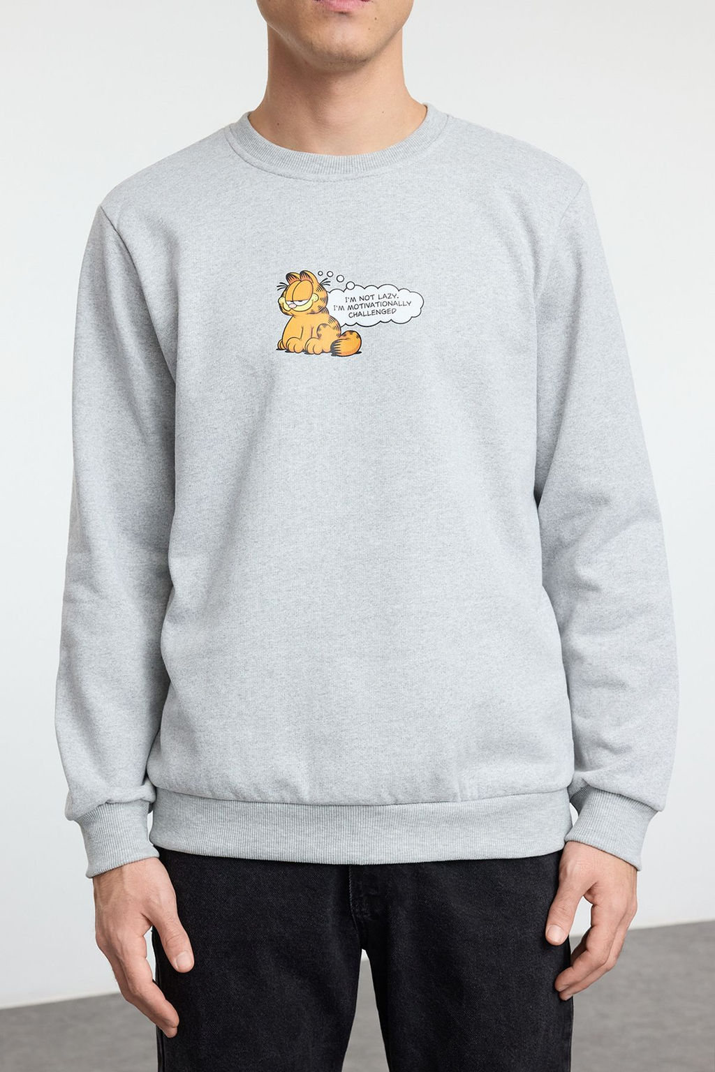 TRENDYOL MAN Gri Erkek Garfield Orijinal Lisansl? Regular/Normal Kesim Bisiklet Yaka Sweatshirt TMNAW21SW0569 - Trendyolmilla фото 14