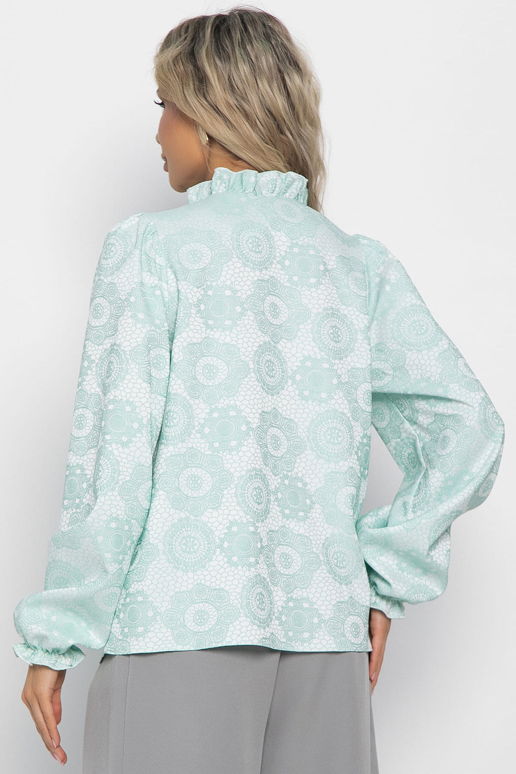 Блуза Доменика (бело-мятная) Б15017-18М