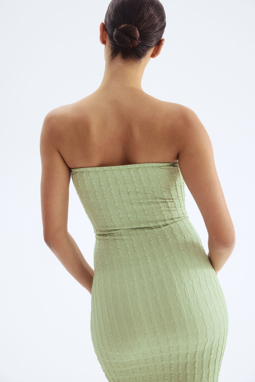 Vestido bandeau en punto con textura - H&m фото 4