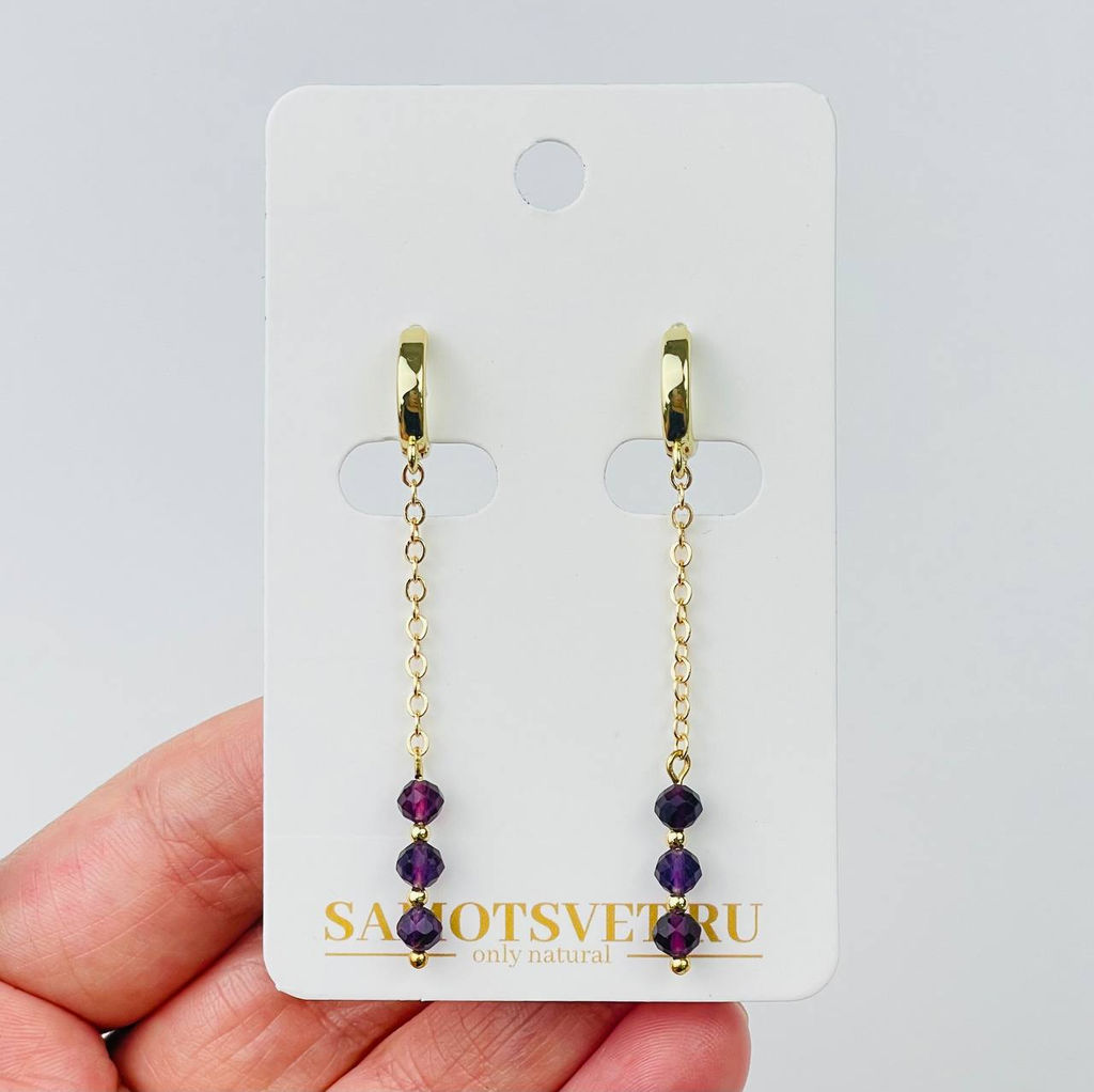 Серьги на цепочке из Флюорита