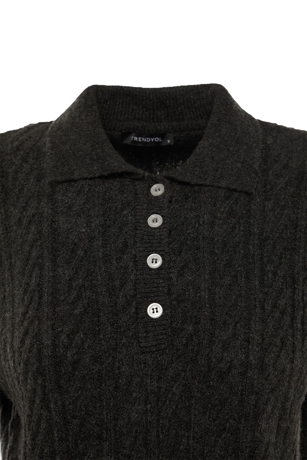 Antrasit Genis Kal?p Yumusak Dokulu Triko Kazak TWOAW21KZ2635