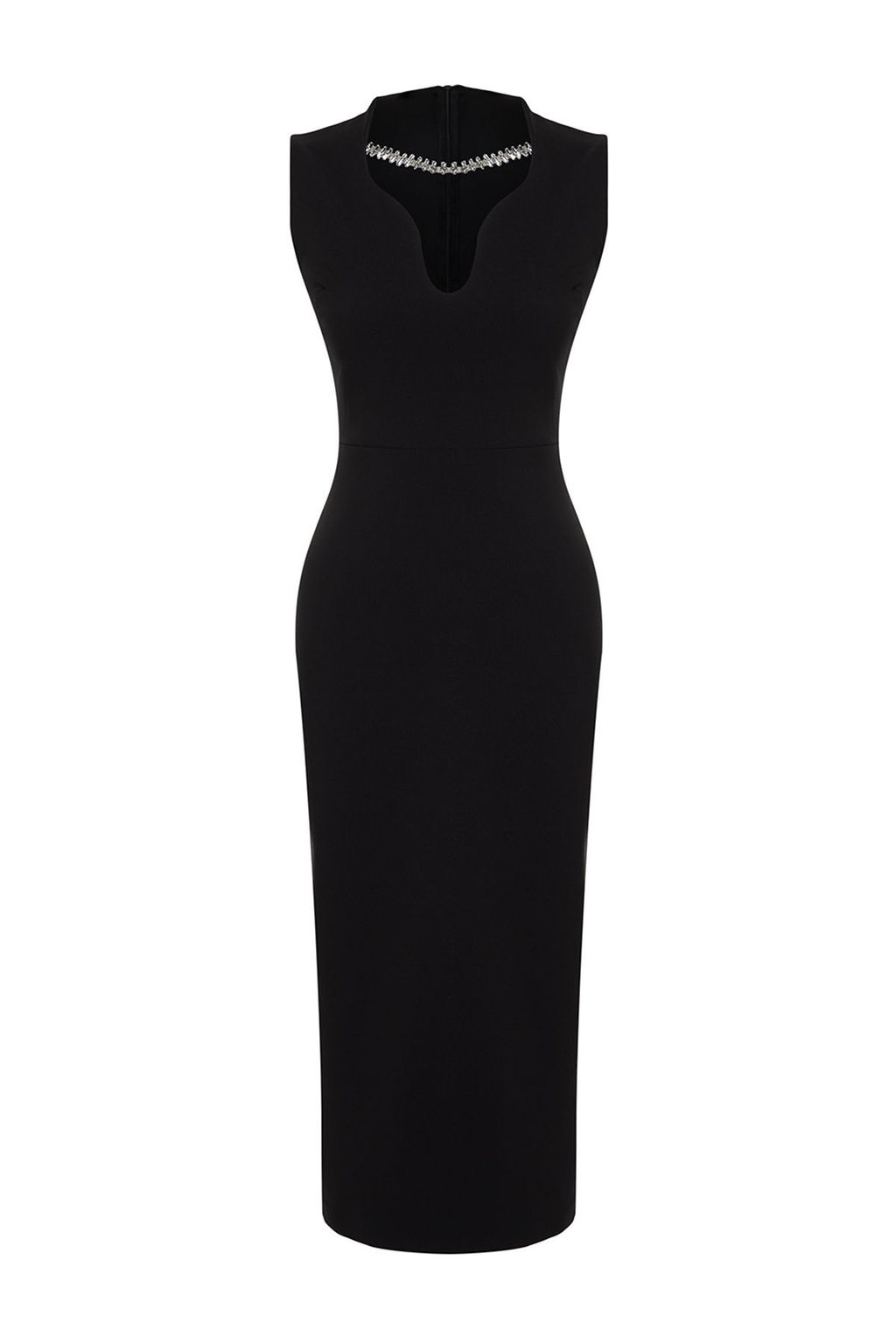 Siyah Vucuda Oturan Parlak Tasl? Yaka Detayl? Dokuma S?k Abiye Elbise TPRSS24EL00203 - Trendyolmilla фото 7