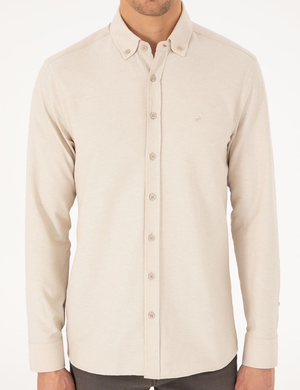 Bej Slim Fit Uzun Kollu G_mlek