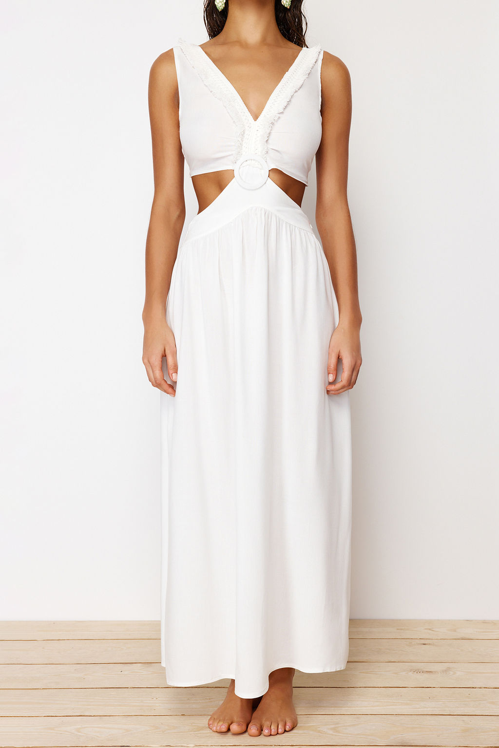 TRENDYOLMILLA Siyah Dokuma Puskullu Cut Out/Pencere Maxi Plaj Elbisesi TBESS21EL3624 фото 18