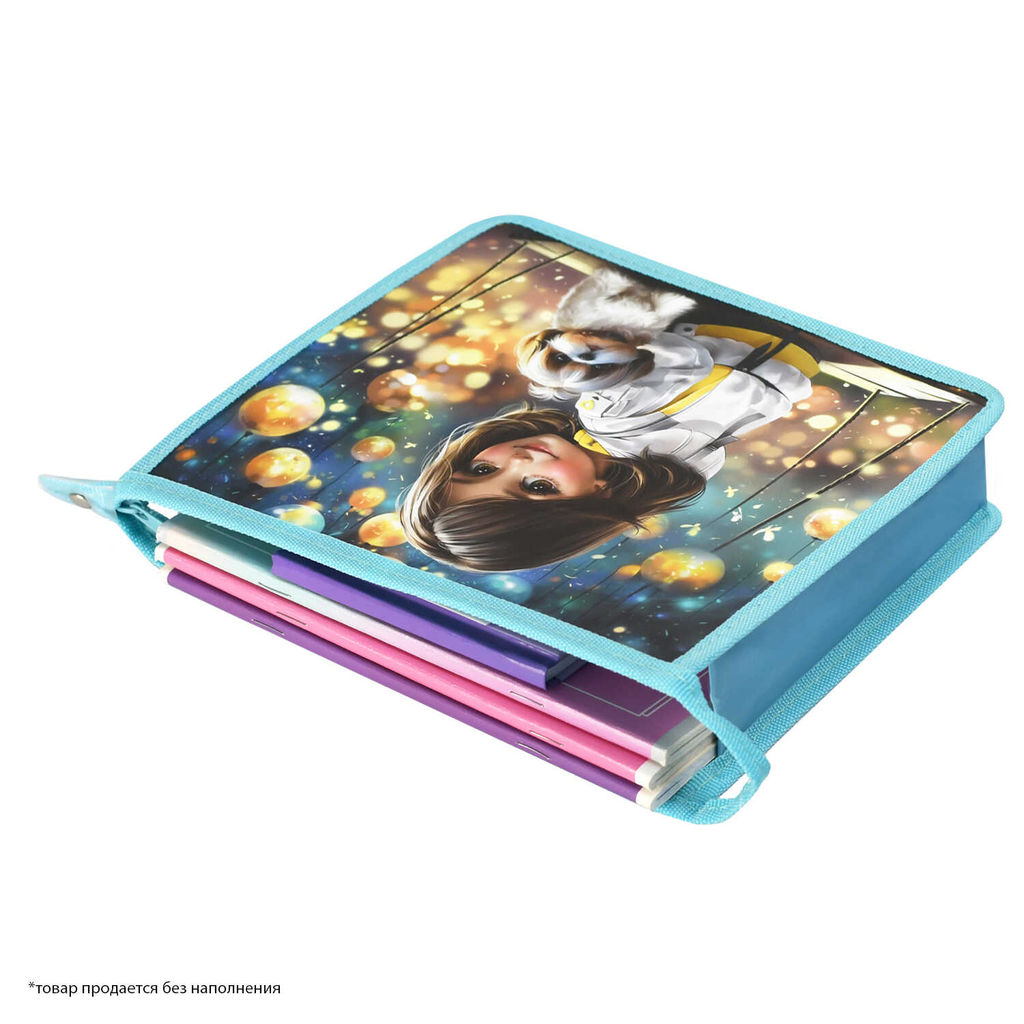 Папка для школьных тетрадей пластиковая Феникс+, арт. 69296/ 12 ШАТЕНКА С СОБАЧКОЙ (полипропилен, формат А5, 23.3x20х6.5 см, 1 отделение (-я), молния, дно с расширением, УФ-печать)