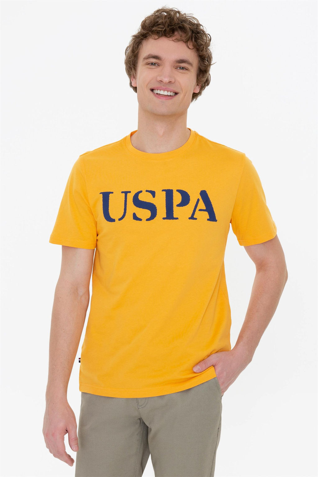 Мужская желтая футболка с круглым вырезом Basic - U.s. polo assn фото 7