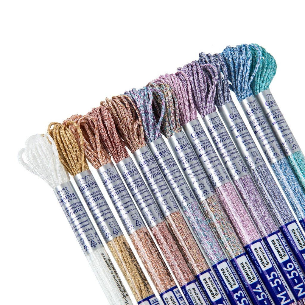 Нитки для вышивания Gamma мулине NM металлик 100% полиэстер 12 x 6 м