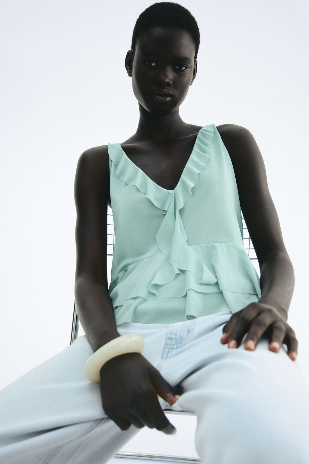 Top de tirantes con volantes decorativos - H&m фото 5