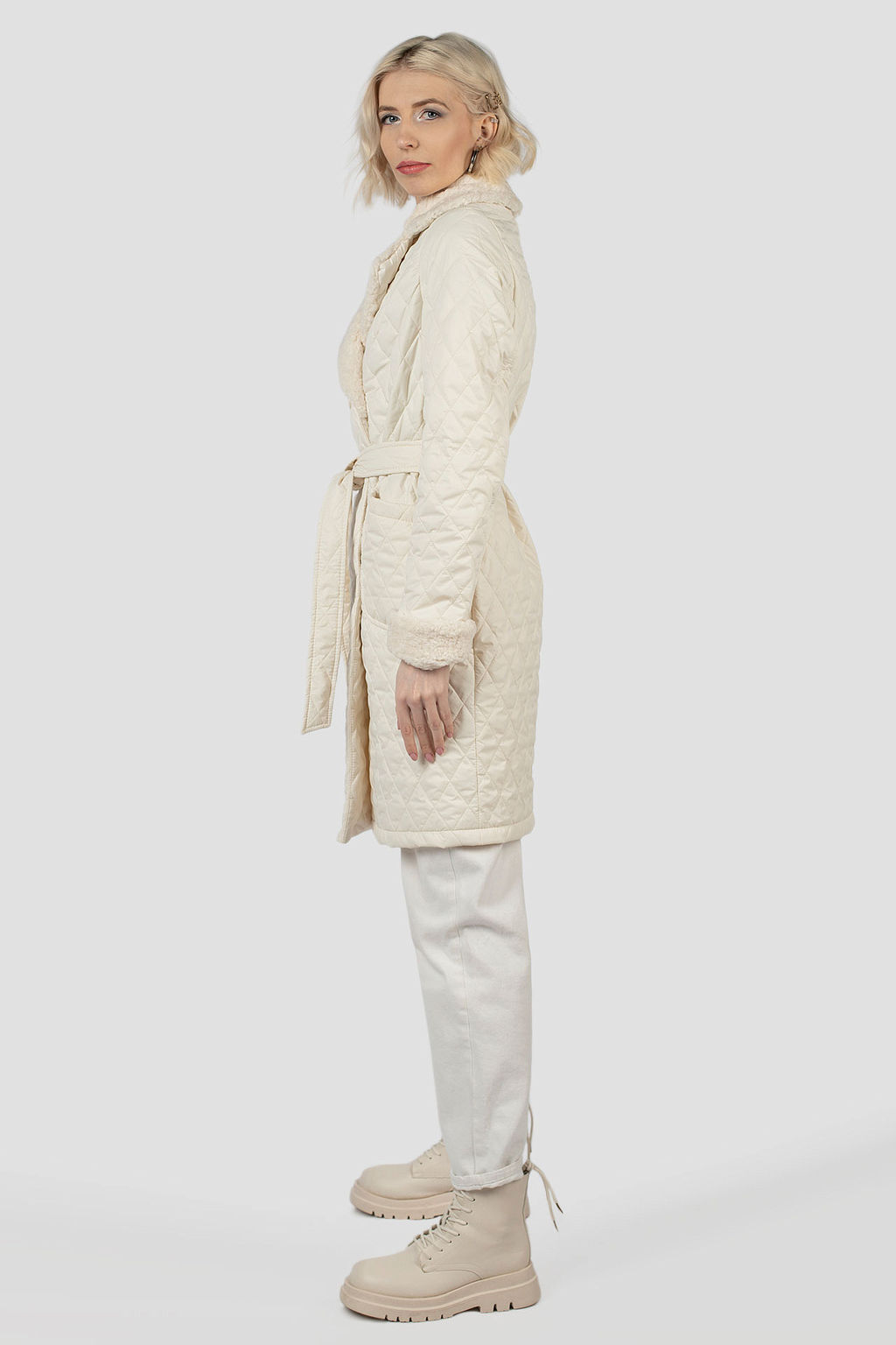 Пальто женское демисезонное (пояс) - El podio фото 3