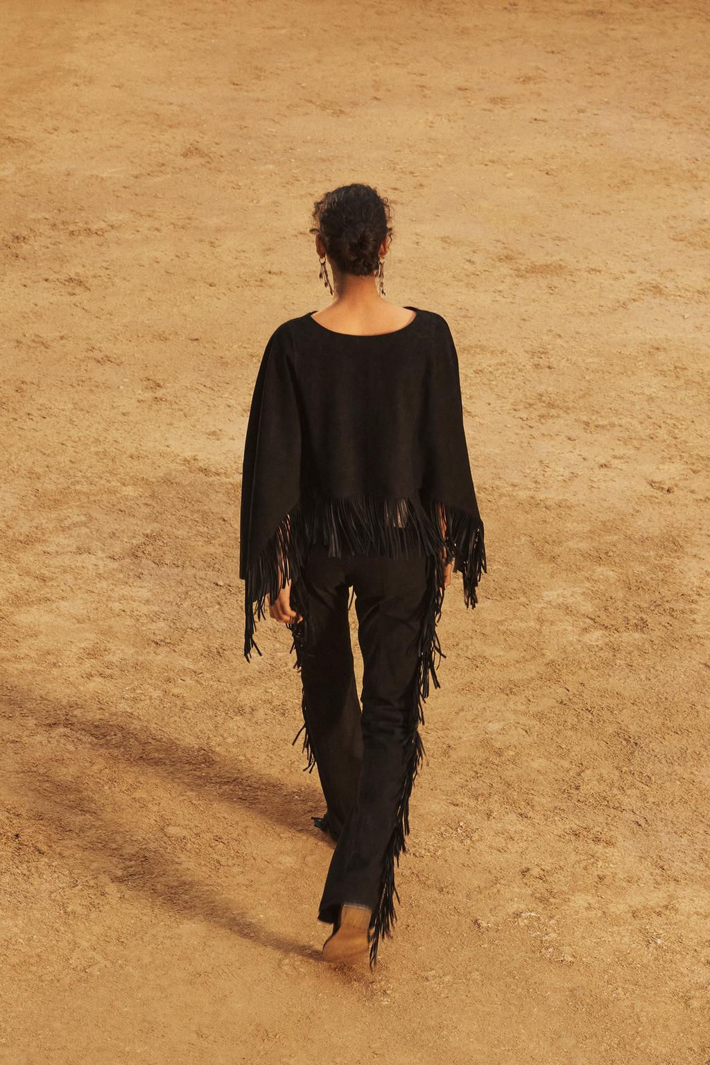 SUEDE LEATHER FRINGED CAPE - LIMITED EDITION - Zara фото 5