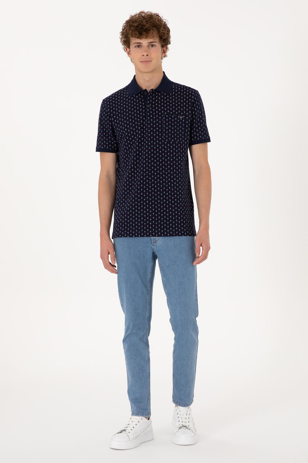 Erkek Regular Fit Polo Yaka Lacivert Desenli Ti__rt Sepette S_rpriz _ndirim - U.s. polo assn фото 4