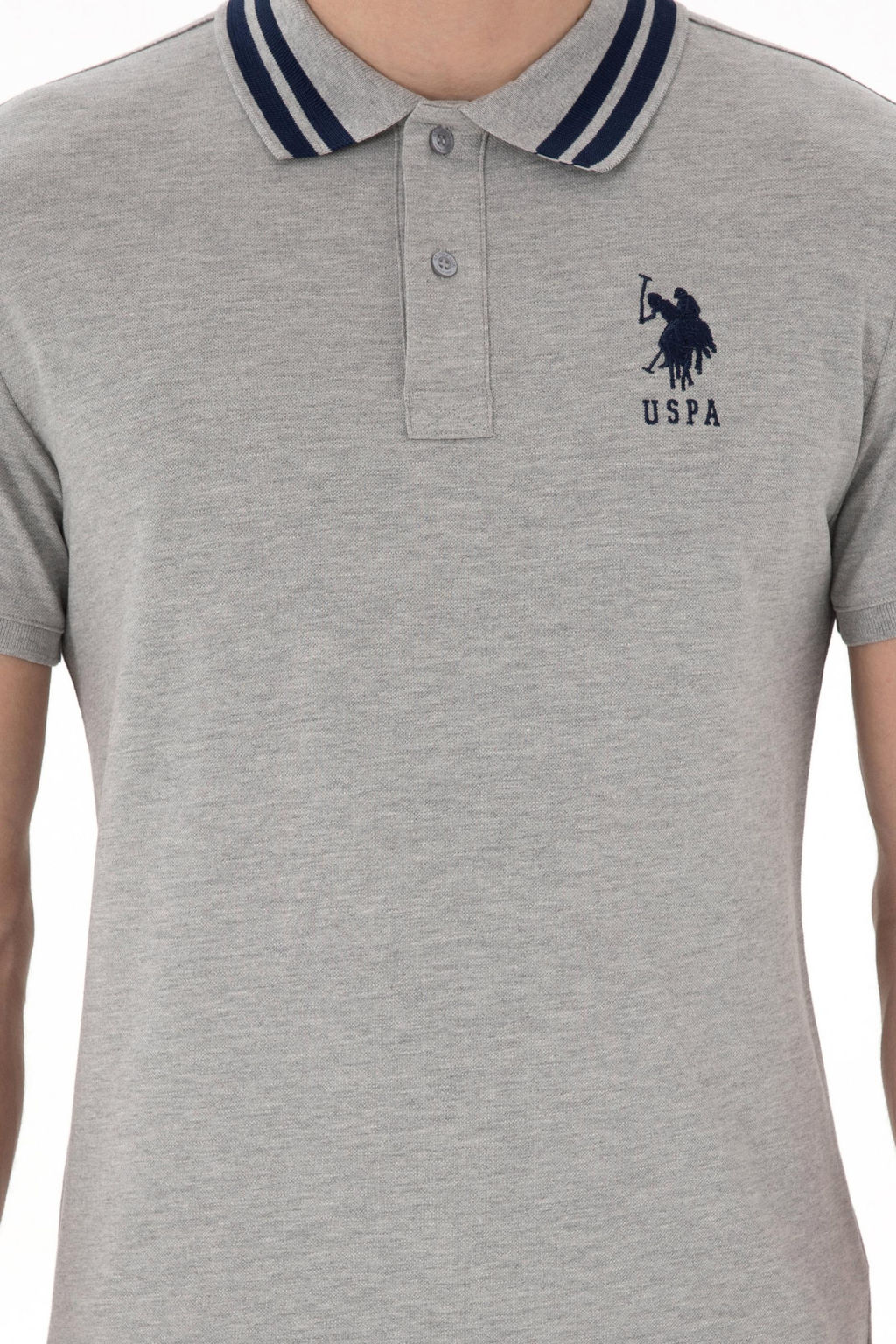 Erkek Slim Fit Polo Yaka Gri Melanj Basic Ti__rt Sepette S_rpriz _ndirim - U.s. polo assn фото 6