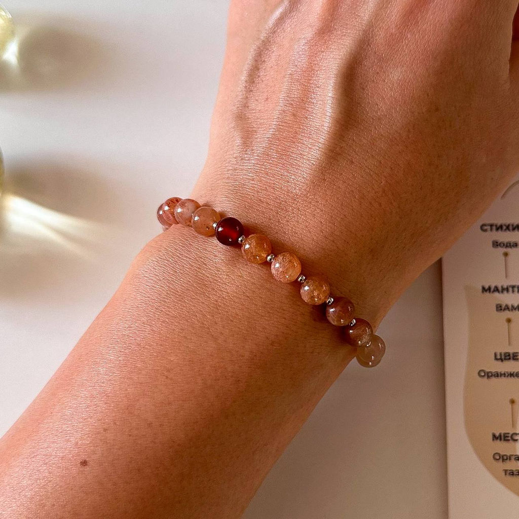 Браслет "Свадхистана" из камней для проработки второй чакры регулируемый