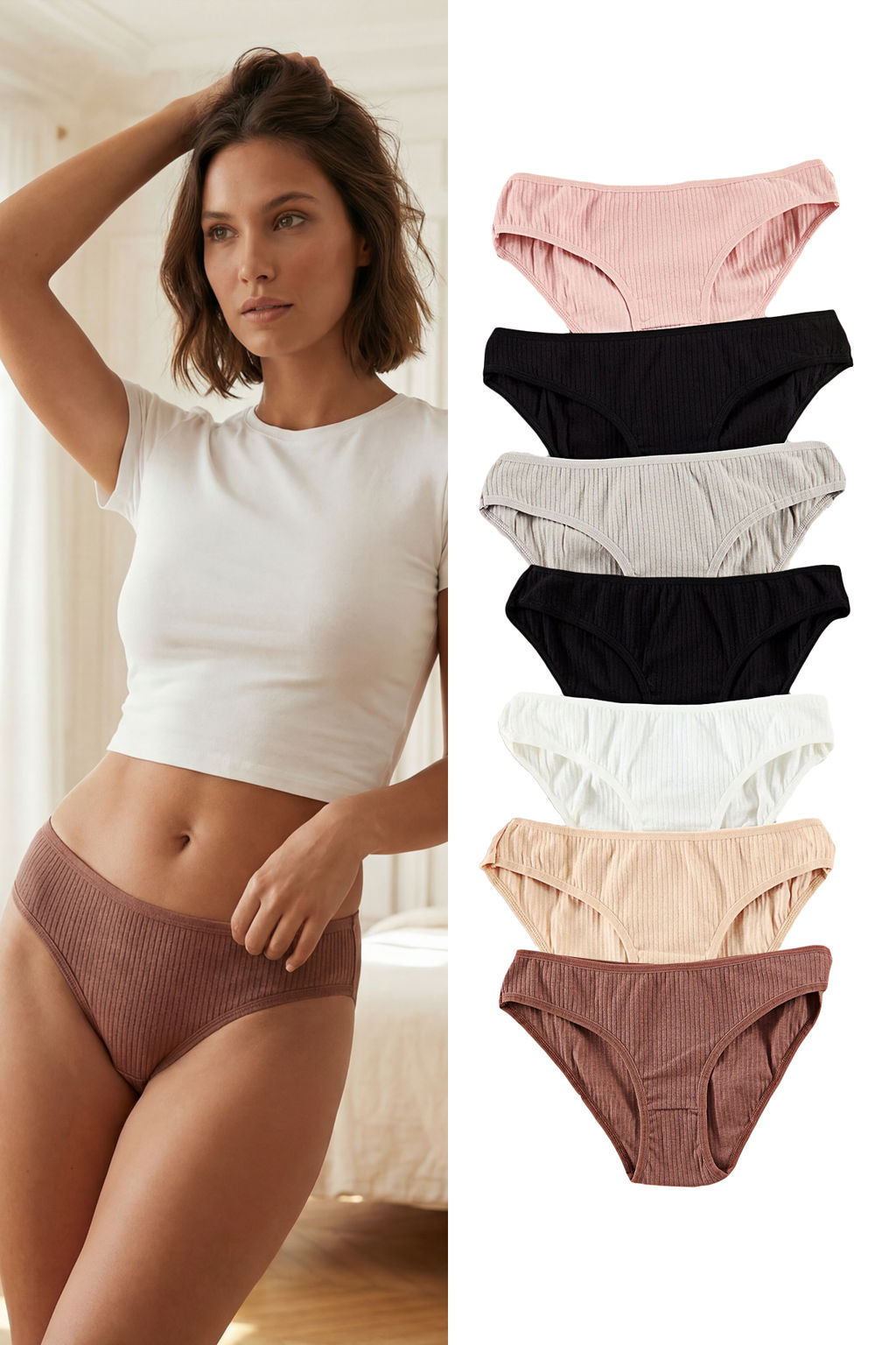 TRENDYOLMILLA Cok Renkli 7li Paket Pamuklu Fitilli Klasik Orme Kulot THMAW25KU00027  фото 19