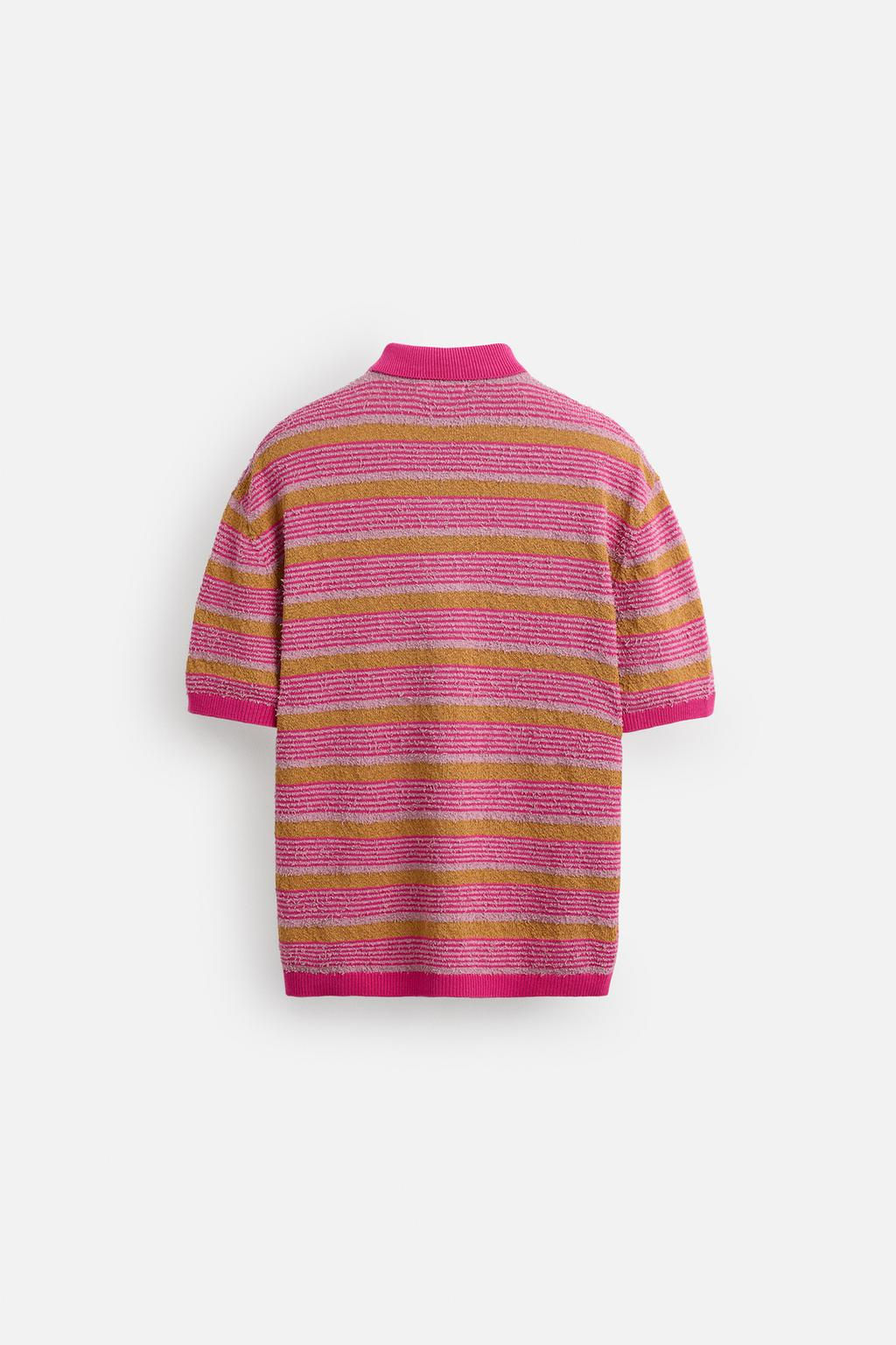 TEXTURED STRIPE KNIT POLO SHIRT - Zara фото 8