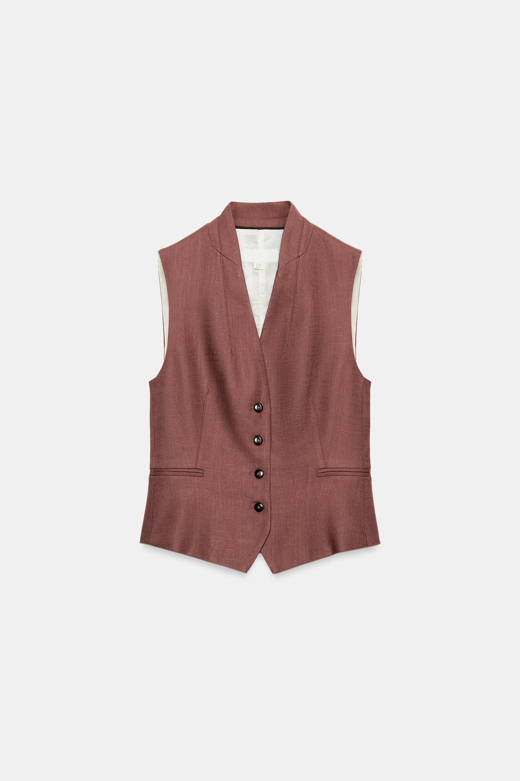 CHALECO CON LINO SET / MARSALA - Zara фото 6