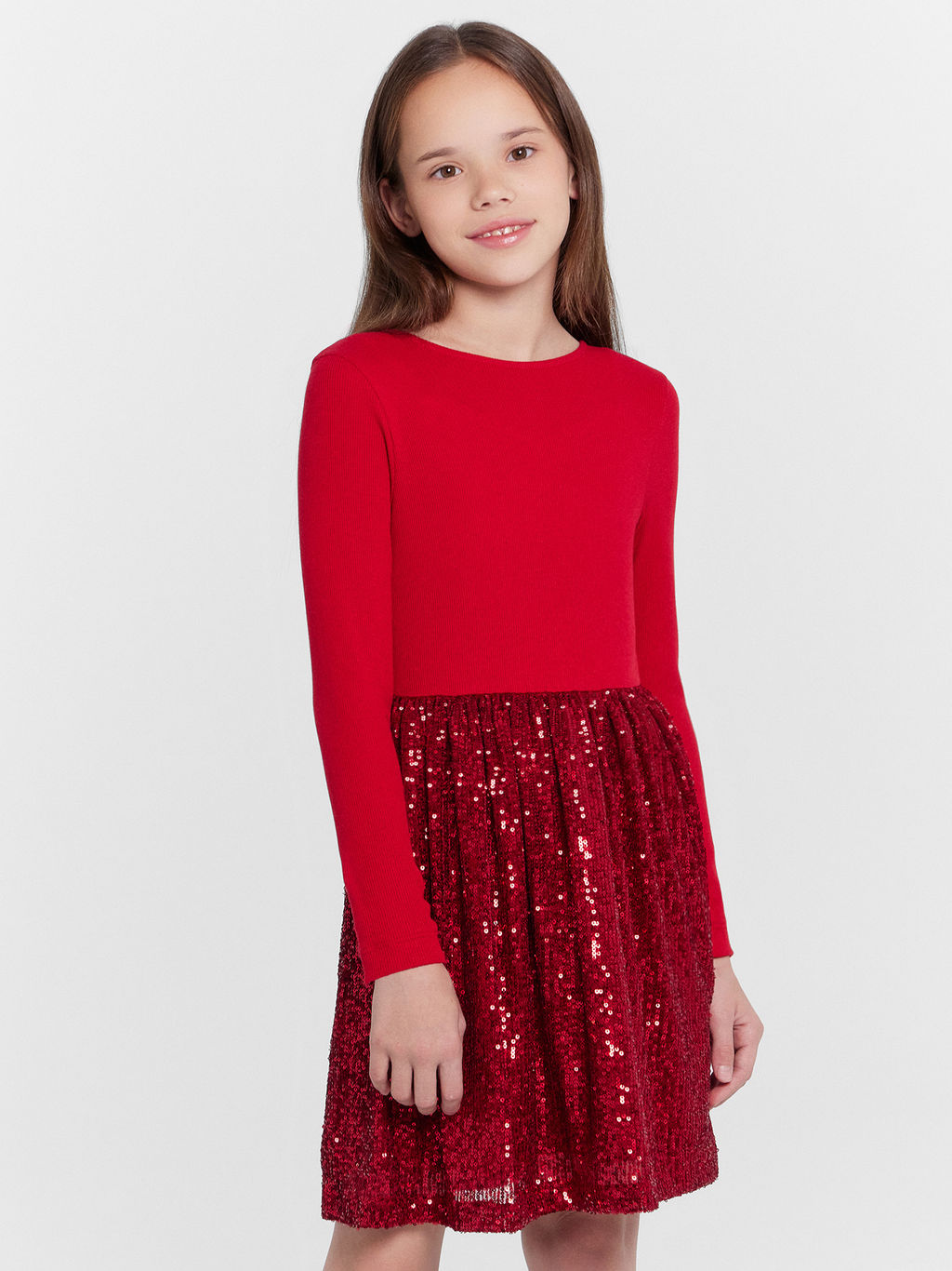 Нарядное платье для девочек красное с пайетками - Mark formelle фото 2