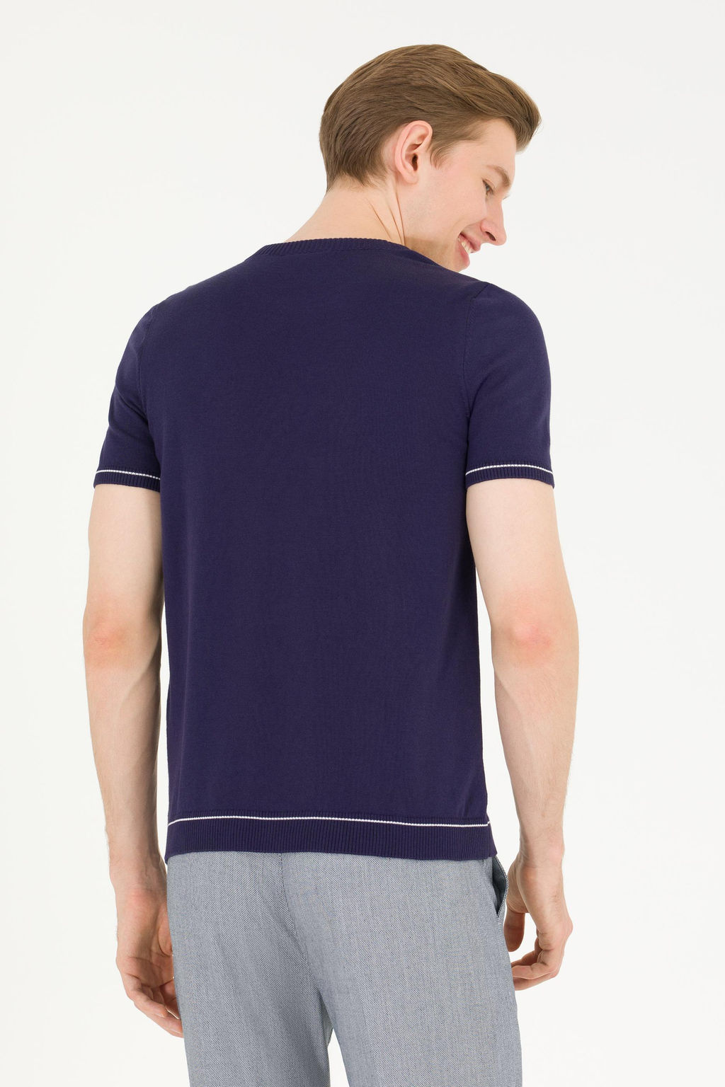 Мужской темно-синий вязаный свитер - U.s. polo assn фото 5