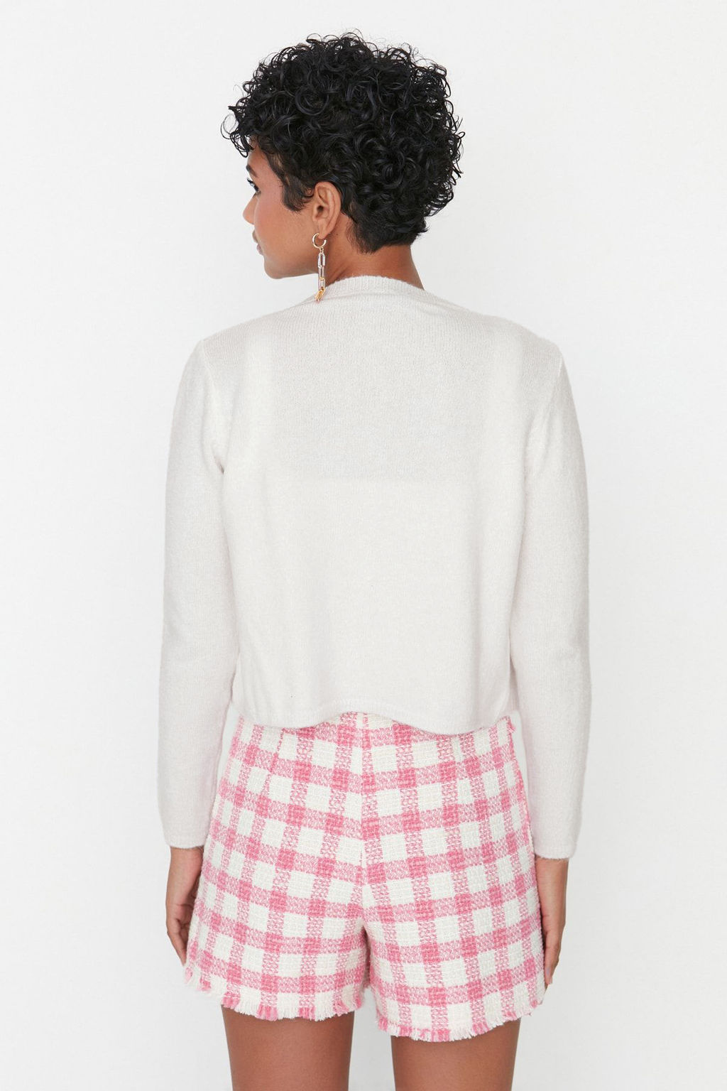 Ekru Crop Yumusak Dokulu 2li Bluz-H?rka Triko Tak?m TWOAW21HI0107