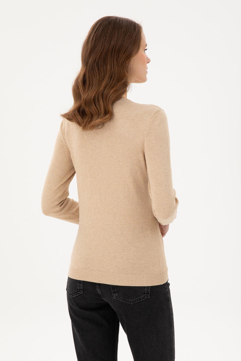 Женский базовый свитер песочного меланжа - U.s. polo assn фото 5