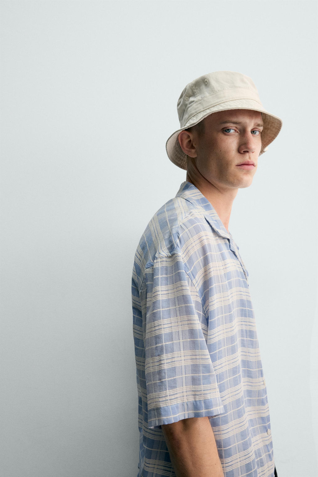 CAMISA JACQUARD CUADROS / Azul / Blanco - Zara фото 6