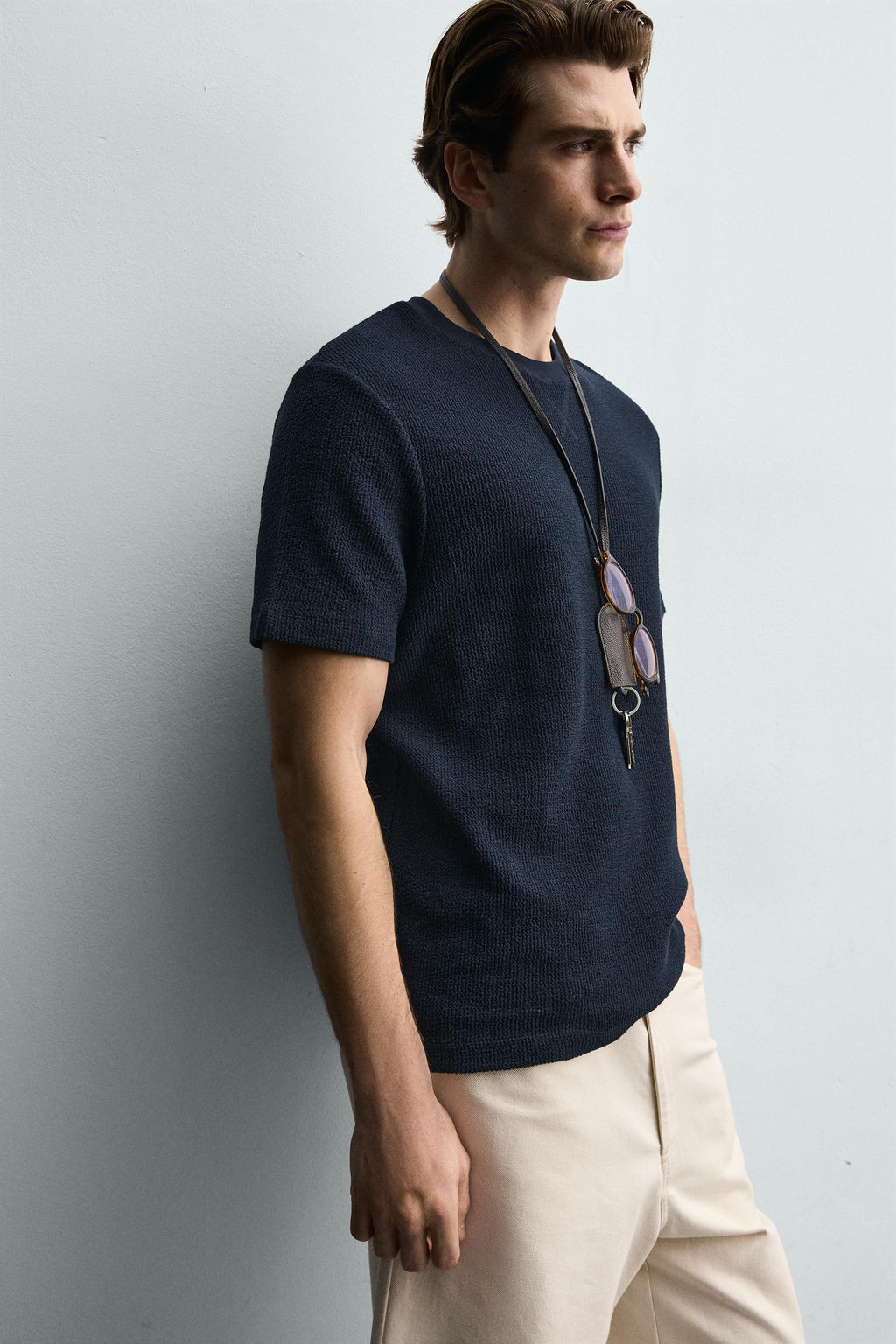CAMISETA REGULAR FIT ESTRUCTURA / Marino - Zara фото 6