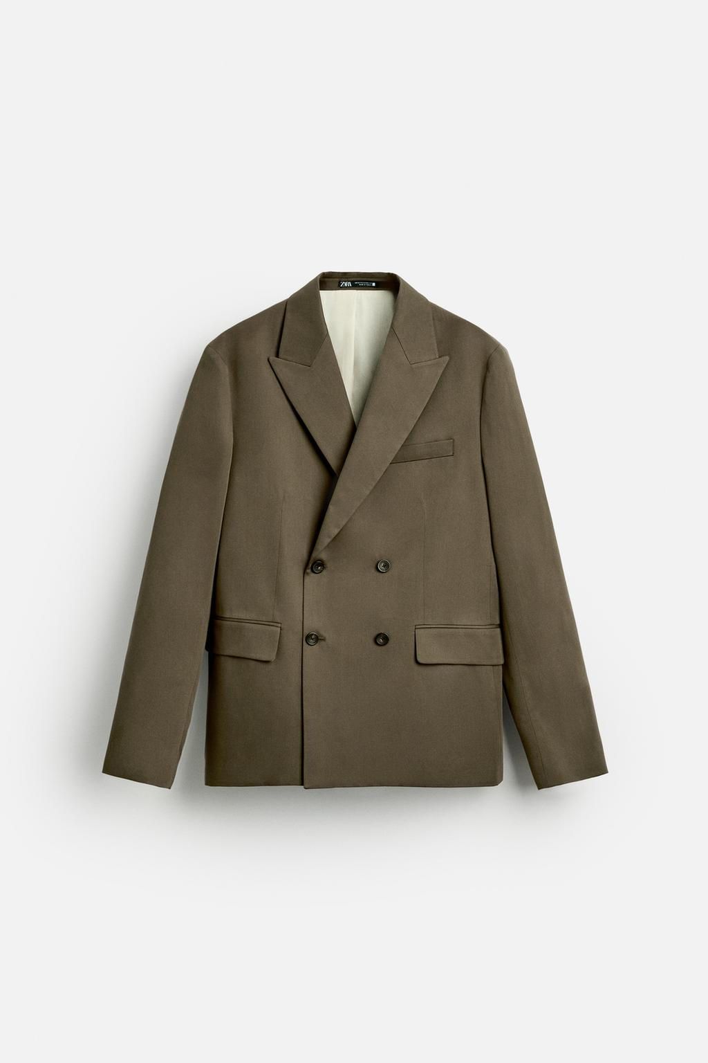 DOUBLE-BREASTED COTTON-LYOCELL SUIT BLAZER - Zara фото 7