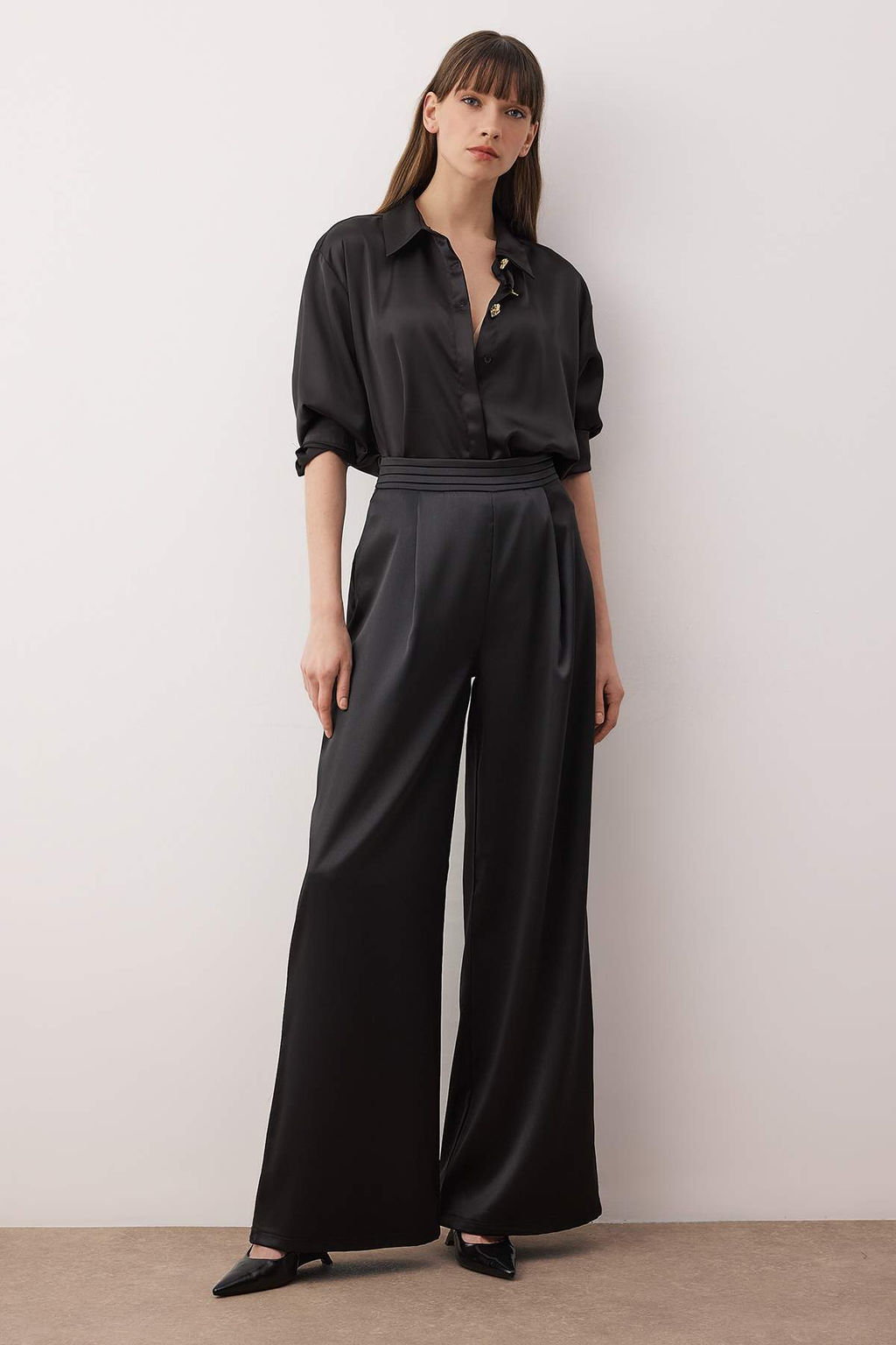 TRENDYOLMILLA Bej Bol Paca Dokuma Saten Pantolon TPRSS23PL00001 фото 15