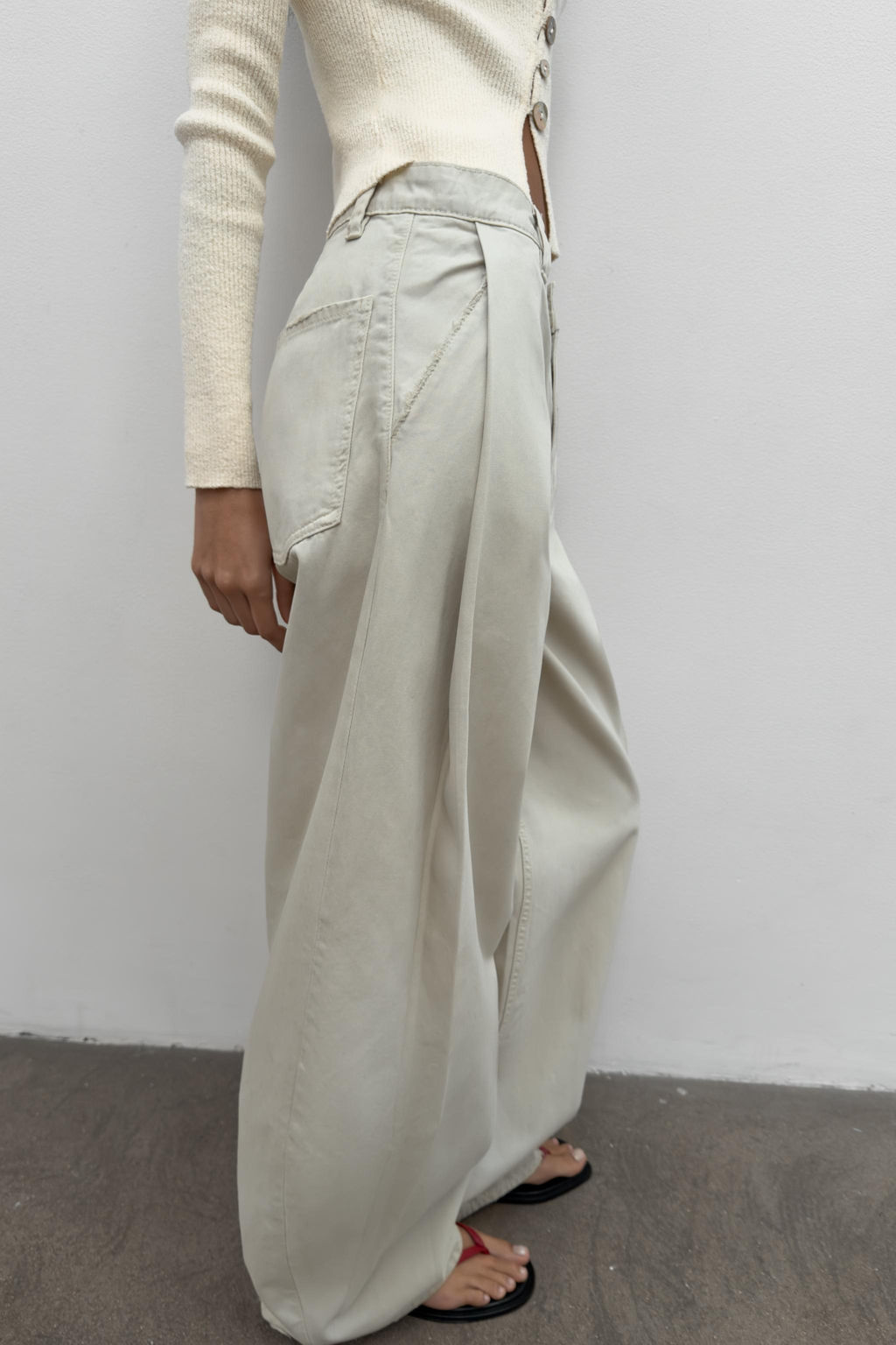 PANTAL?N BALLOON PINZAS / verde lavado - Zara фото 3