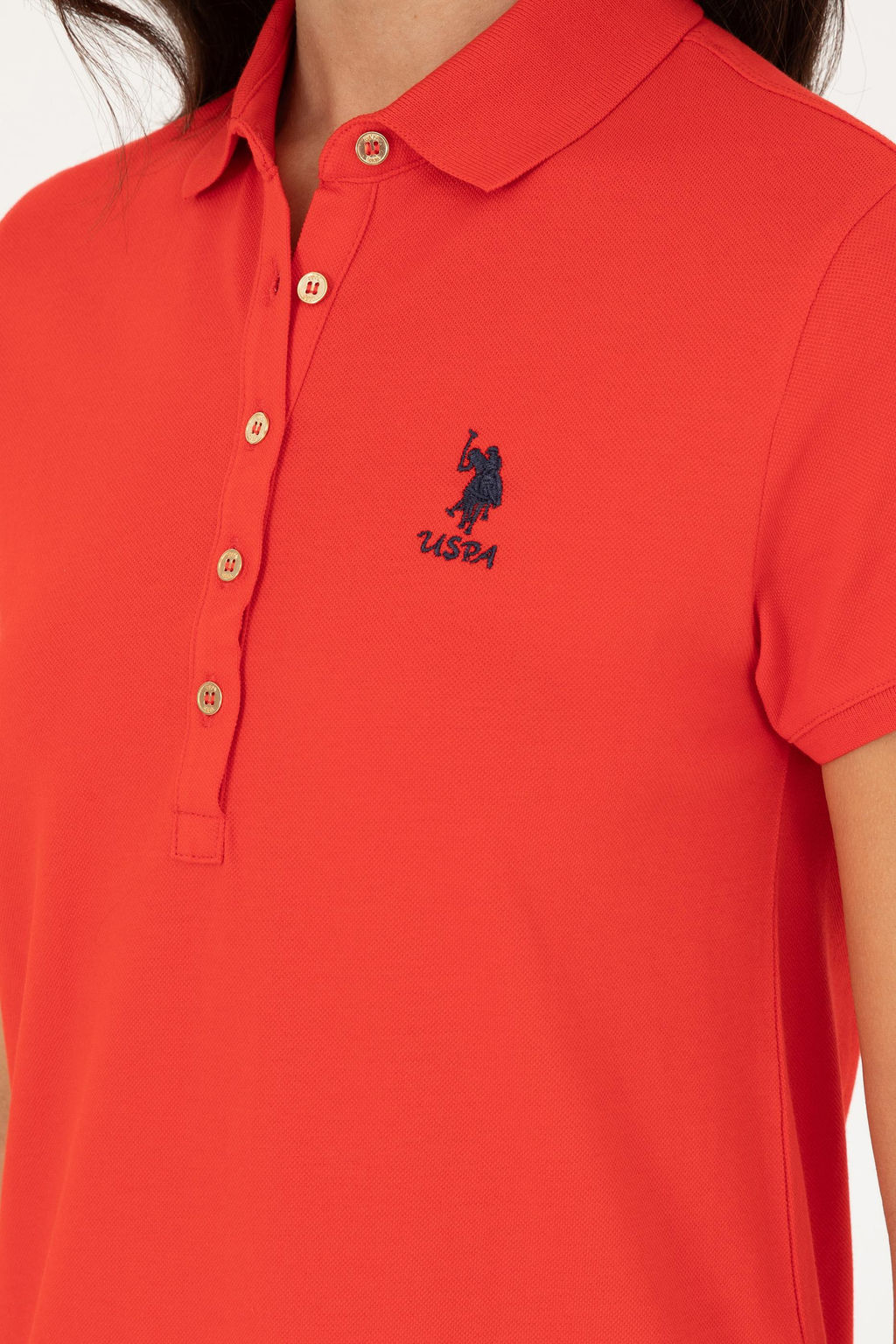 Платье G082GL075 Polo Yaka мини красное из хлопка