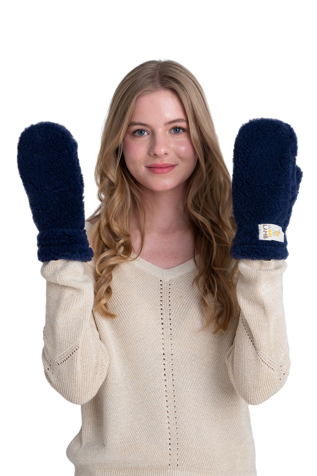 Варежки меховые на резинке ВАНИЛЬ - Woollamb фото 19
