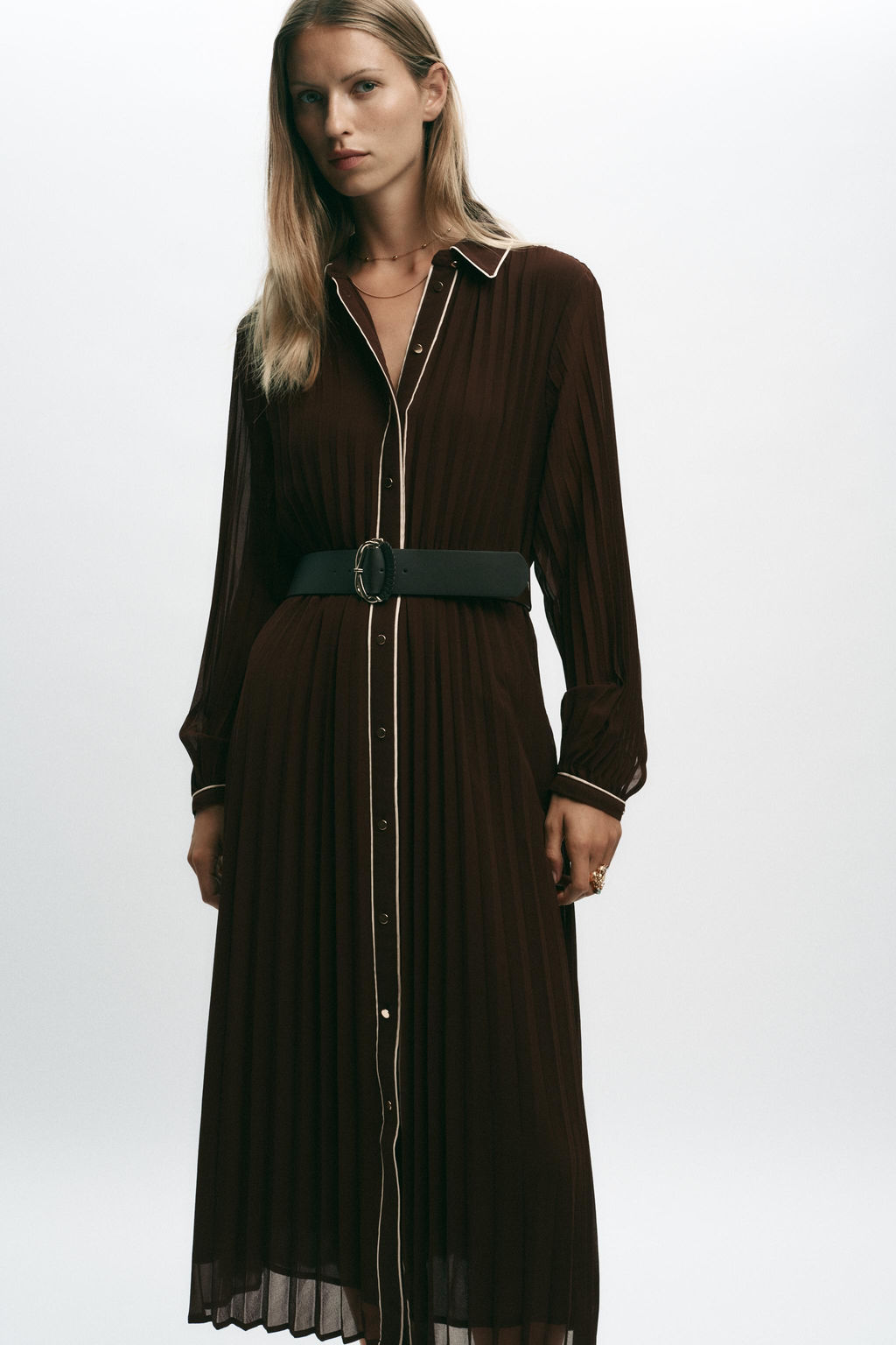 BELTED PLEATED MIDI DRESS - Zara фото 2