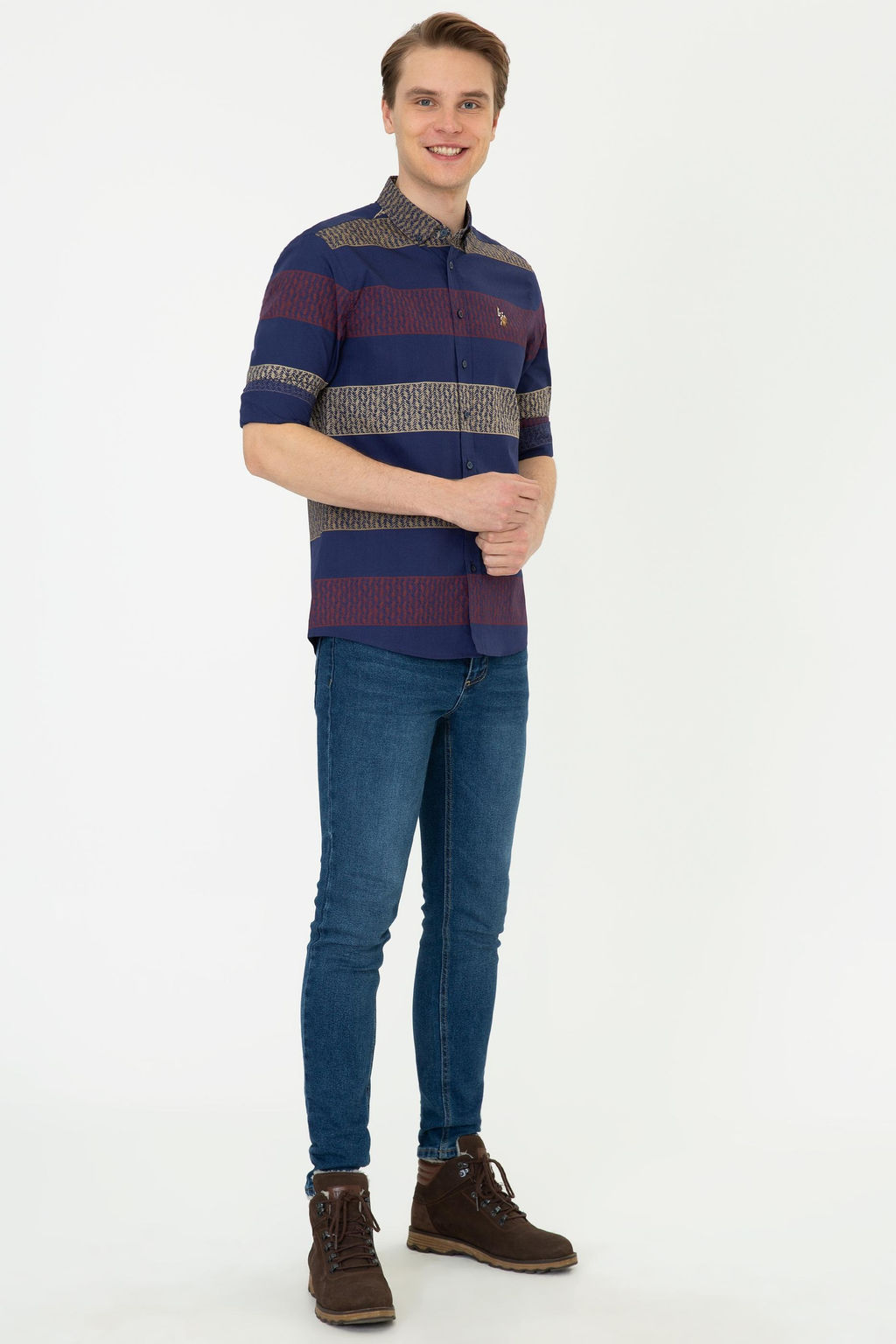 Мужская темно-синяя рубашка с длинным рукавом - U.s. polo assn фото 4