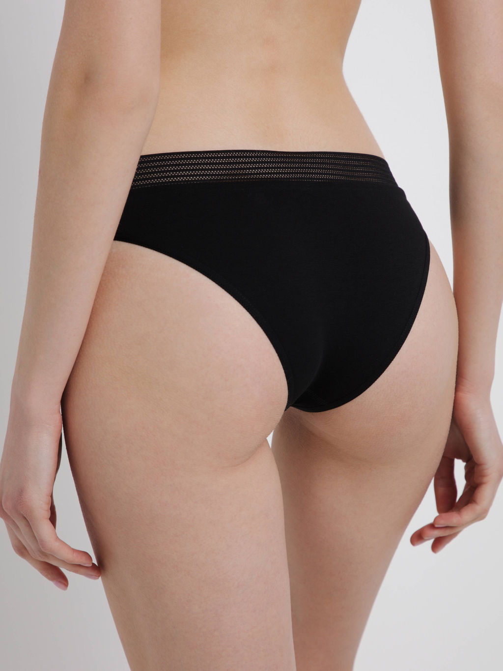CONTE Poetic LB 1528 Трусы бикини из хлопка с ажурной тесьмой coffee-black - Conte elegant фото 6