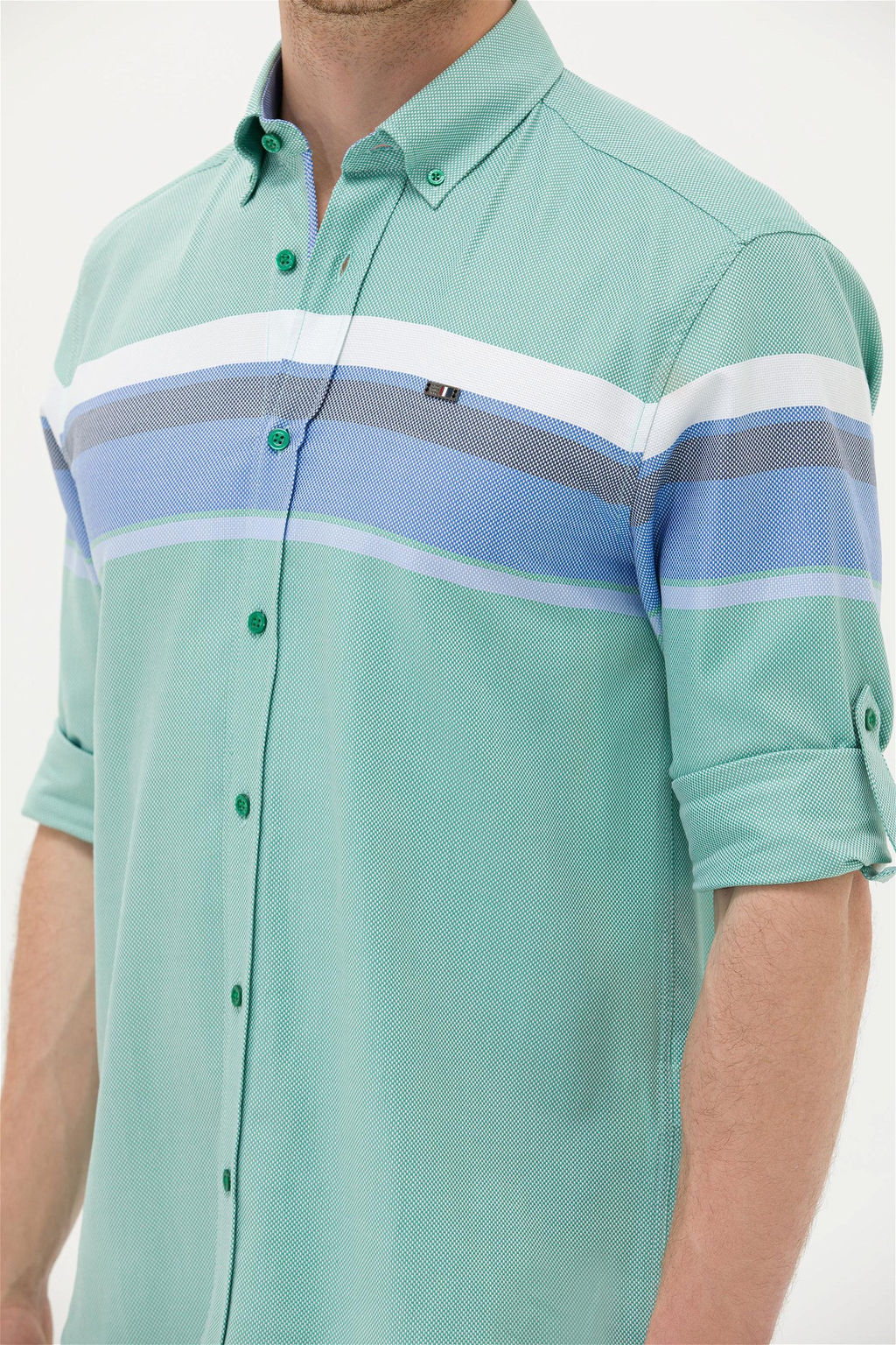 Мужская зеленая рубашка с длинным рукавом - U.s. polo assn фото 14