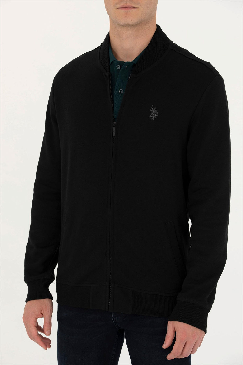 U. S. Polo Assn Мужской черный вязаный кардиган с воротником стойкой - U.s. polo assn фото 6