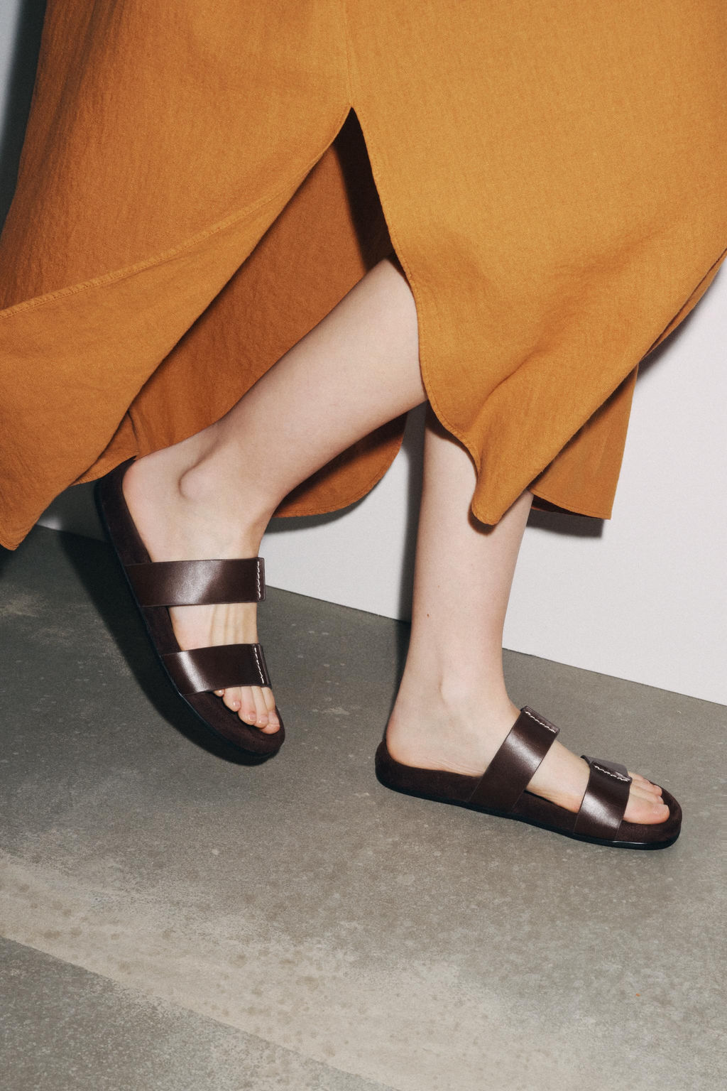 DOUBLE STRAP LEATHER SANDALS - Zara фото 7