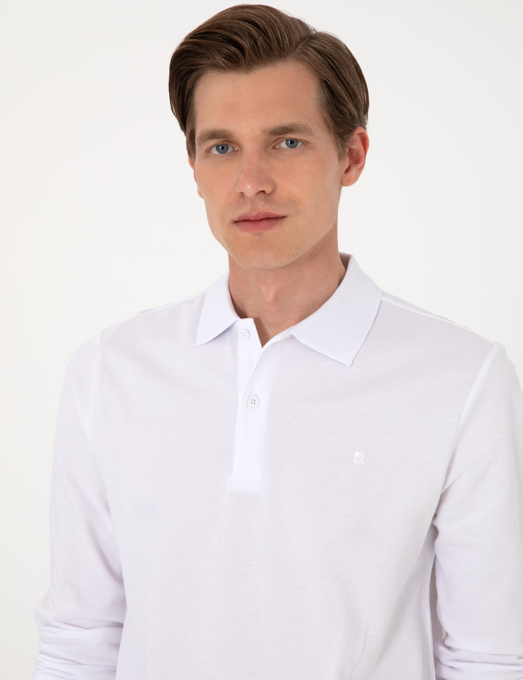 Beyaz Slim Fit K_vr_lmaz Polo Yaka Basic Pike Sweatshirt - Pierre cardin фото 2