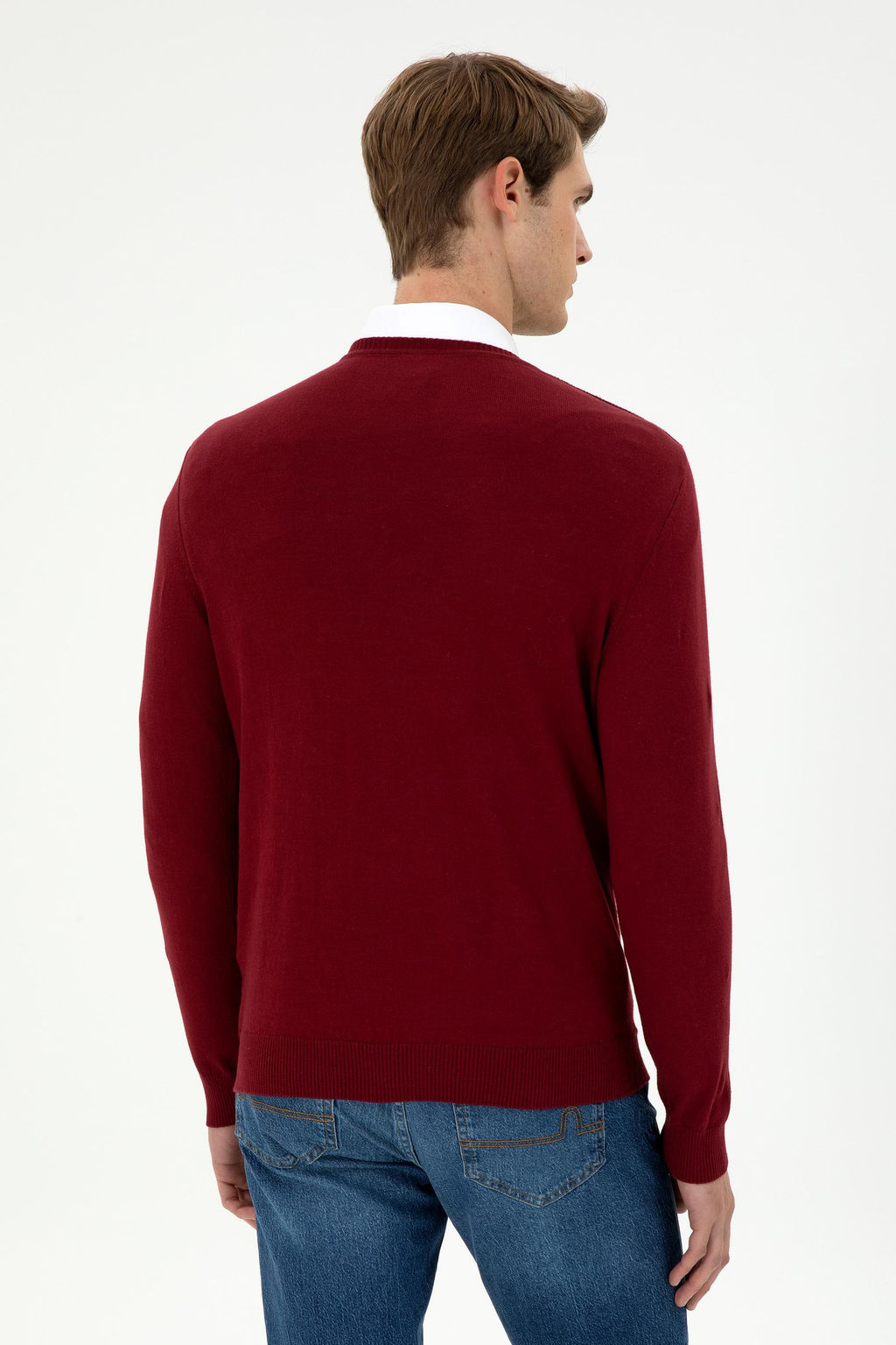 Мужской бордово-красный базовый свитер - U.s. polo assn фото 5