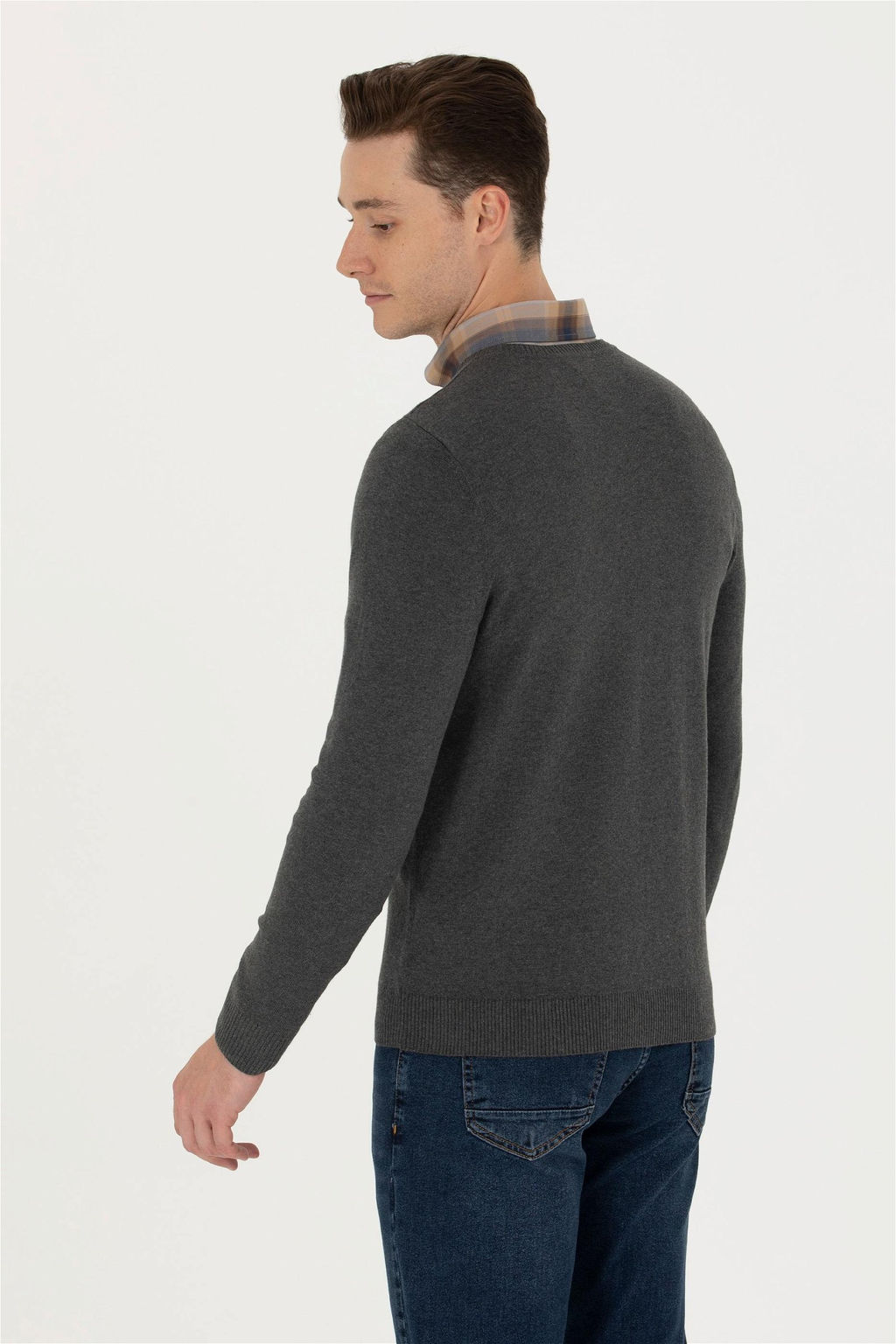 U. S. Polo Assn Мужской базовый свитер антрацитового меланжа - U.s. polo assn фото 5