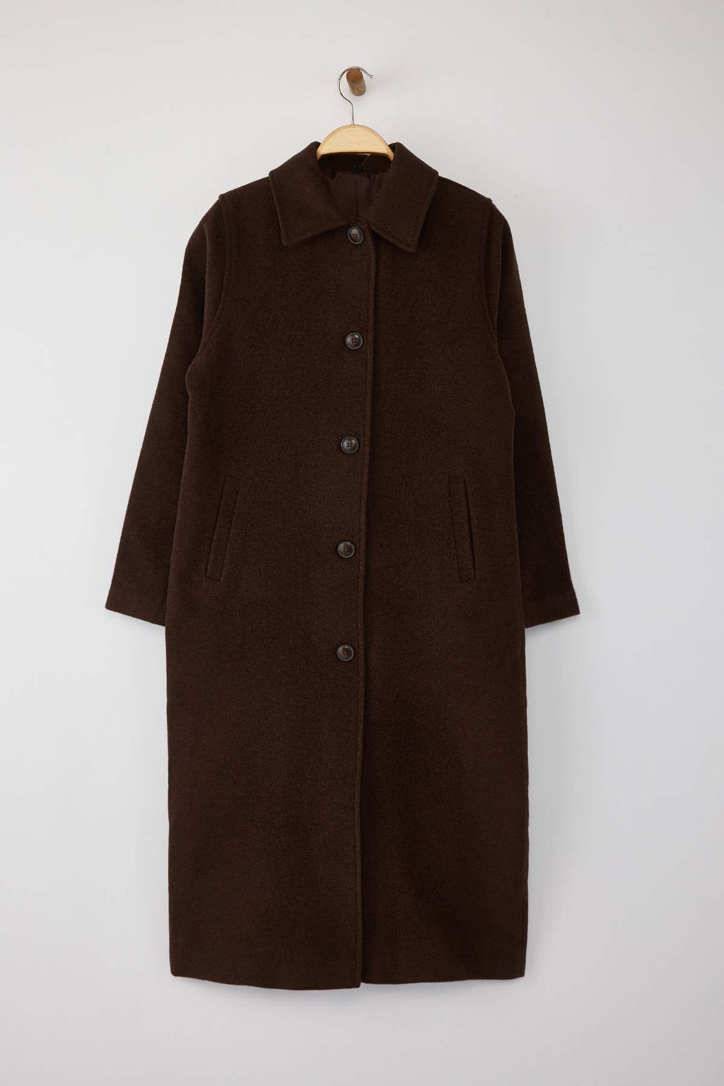 Kahverengi Mono Kapama Oversize Uzun Kaban TWOAW26KB00033 - Trendyolmilla фото 5