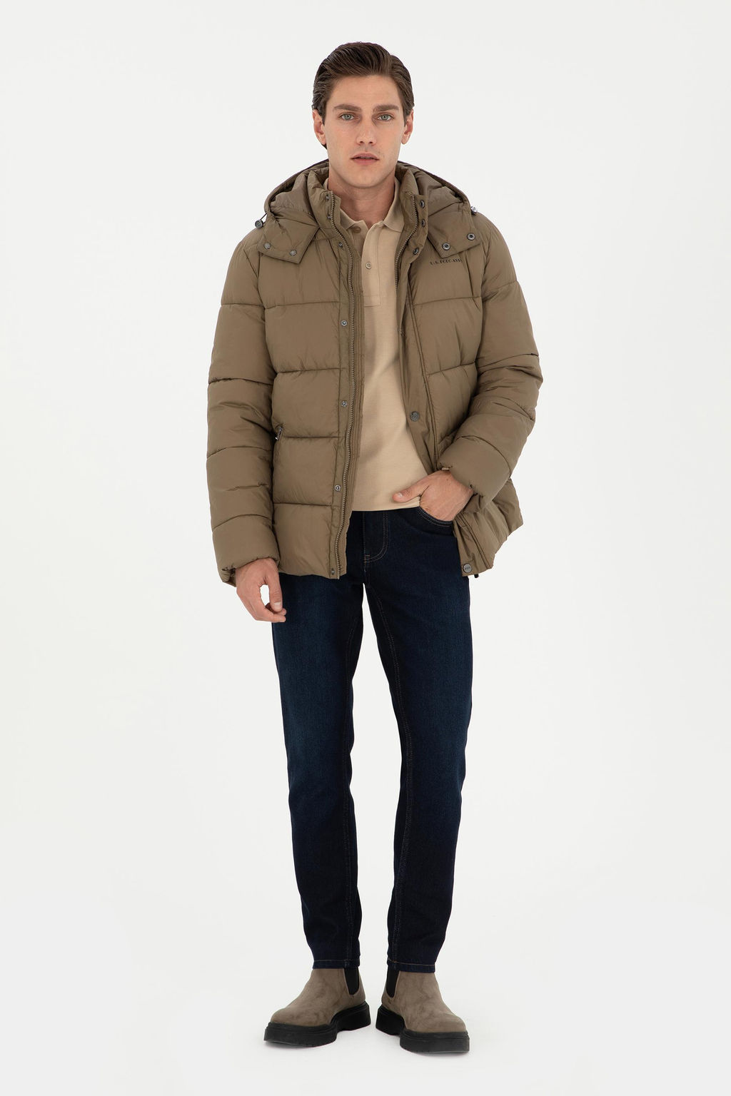 Мужское пальто цвета хаки Неожиданная скидка в корзине - U.s. polo assn фото 4