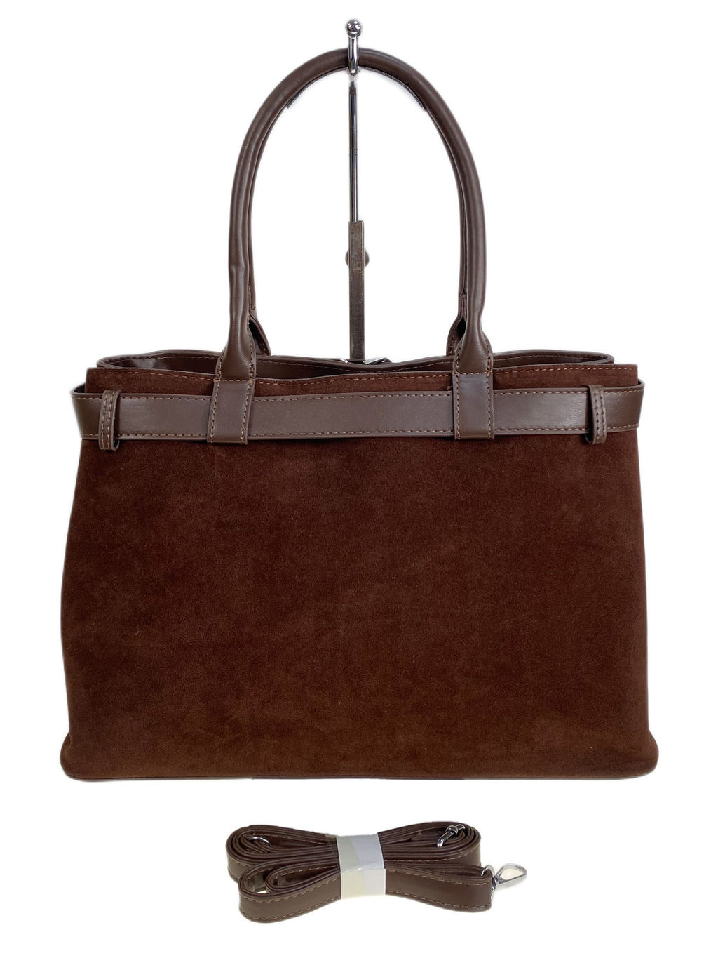 Женская сумка из искусственной замши, цвет тёмно коричневый - Greta фото 2