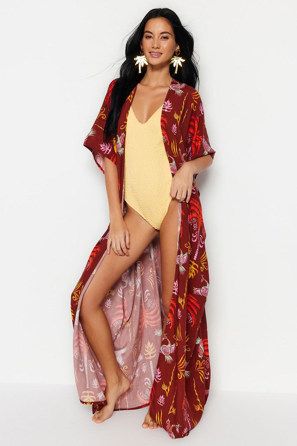 Yesil Etnik Desenli Kimono&Kaftan TBESS23KM00093 - Trendyolmilla фото 8