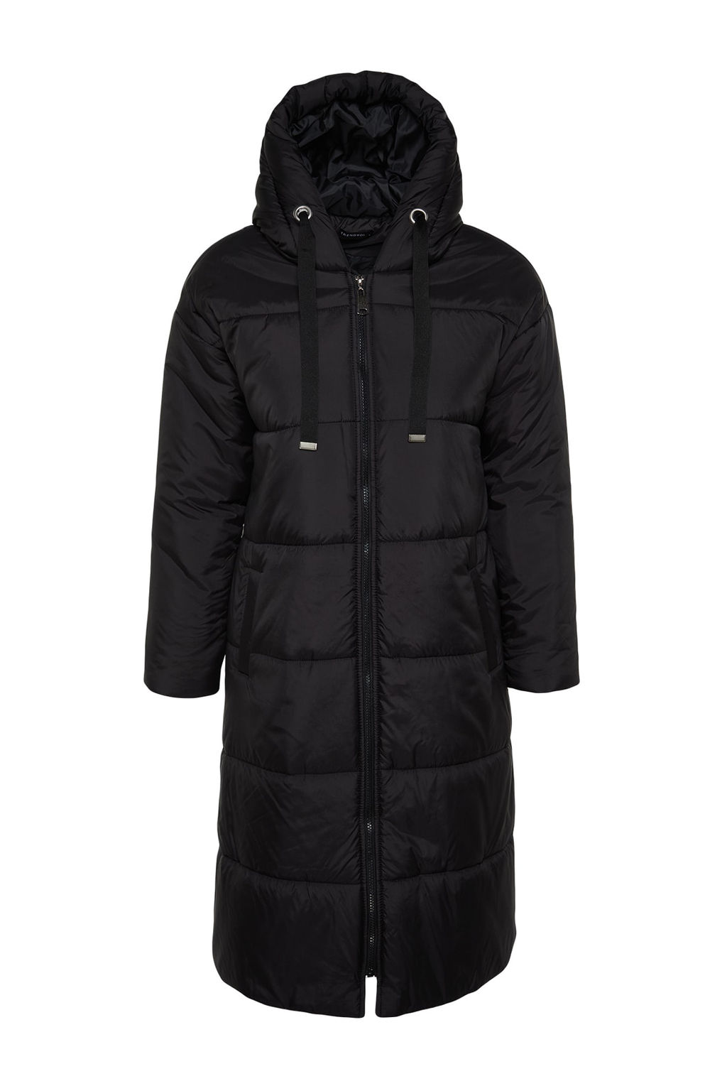 TRENDYOLMILLA Siyah Kapusonlu Su Itici Uzun Sisme Mont TWOAW24MO00136  фото 11